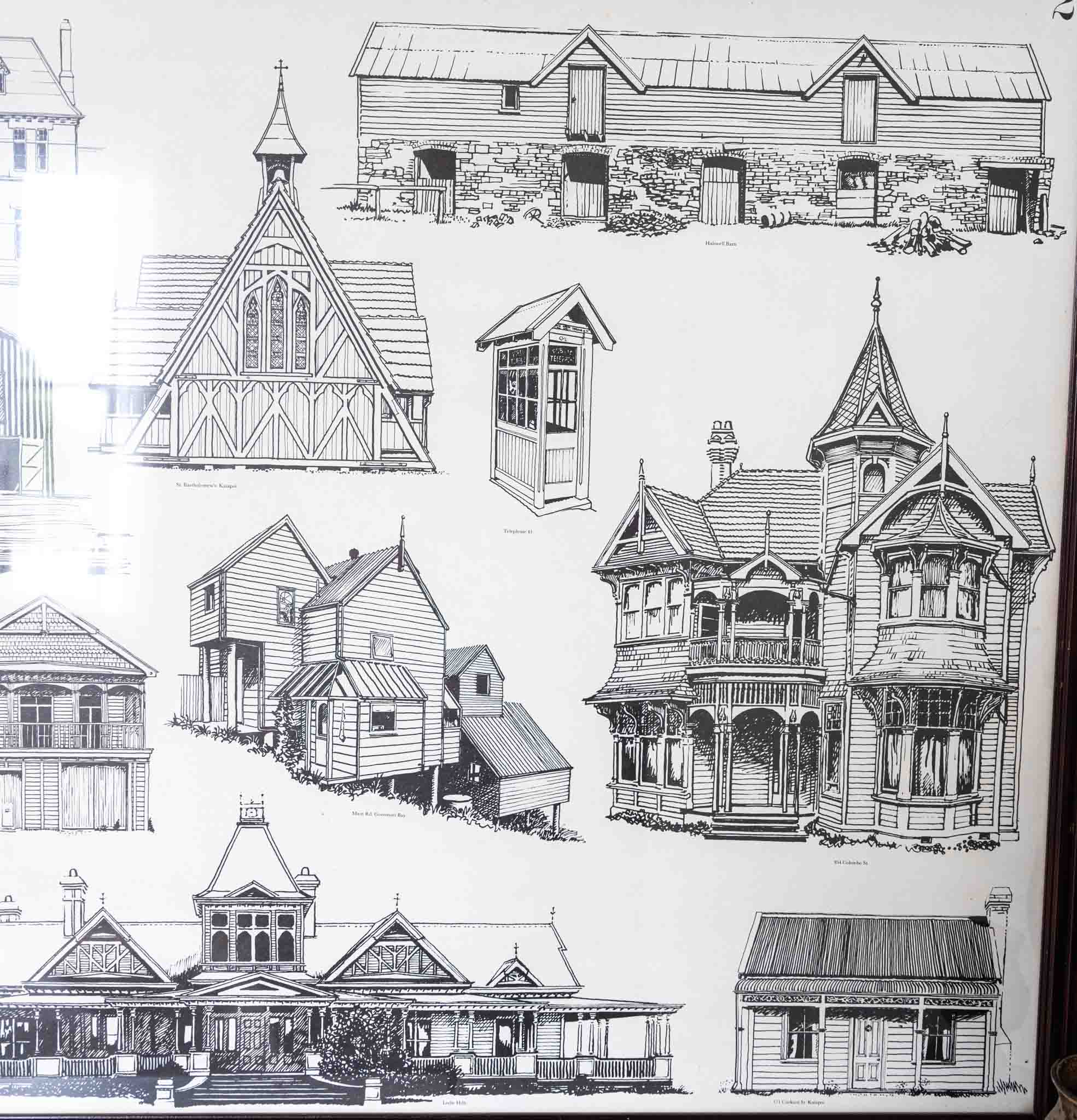 Vintage Line Drawing Prints of Historic Canterbury Buildings - Derek Margetts