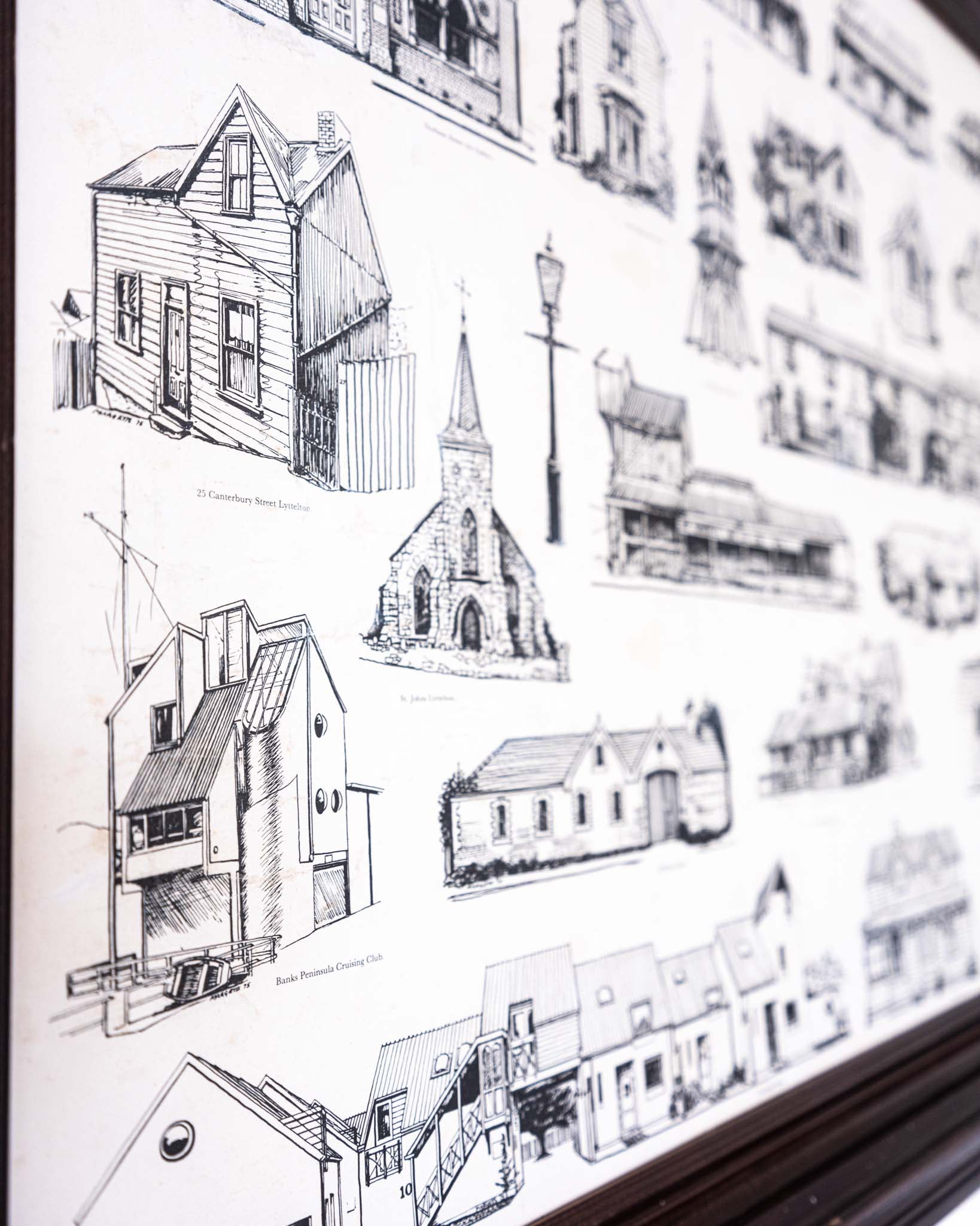 Vintage Line Drawing Prints of Historic Canterbury Buildings - Derek Margetts