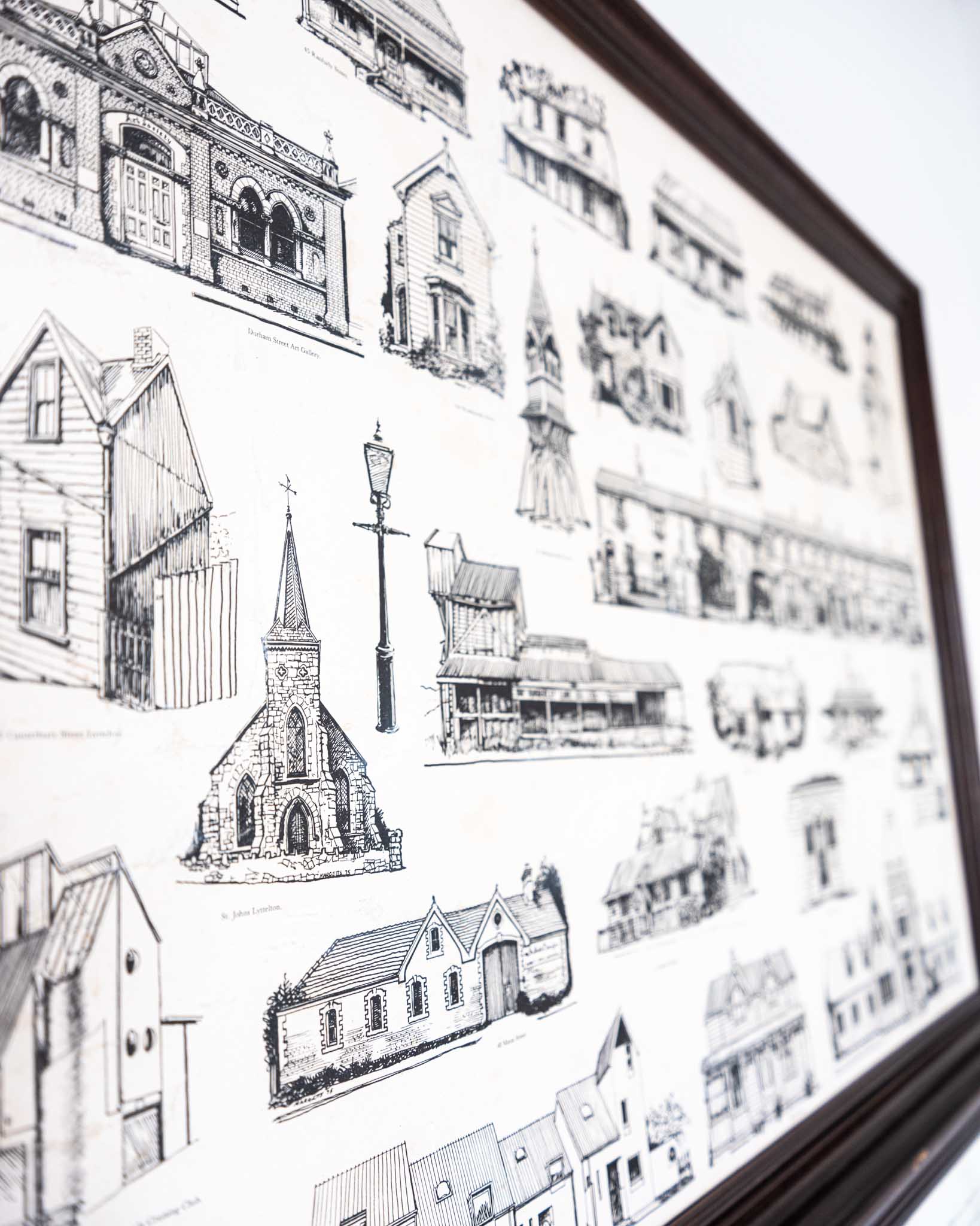 Vintage Line Drawing Prints of Historic Canterbury Buildings - Derek Margetts