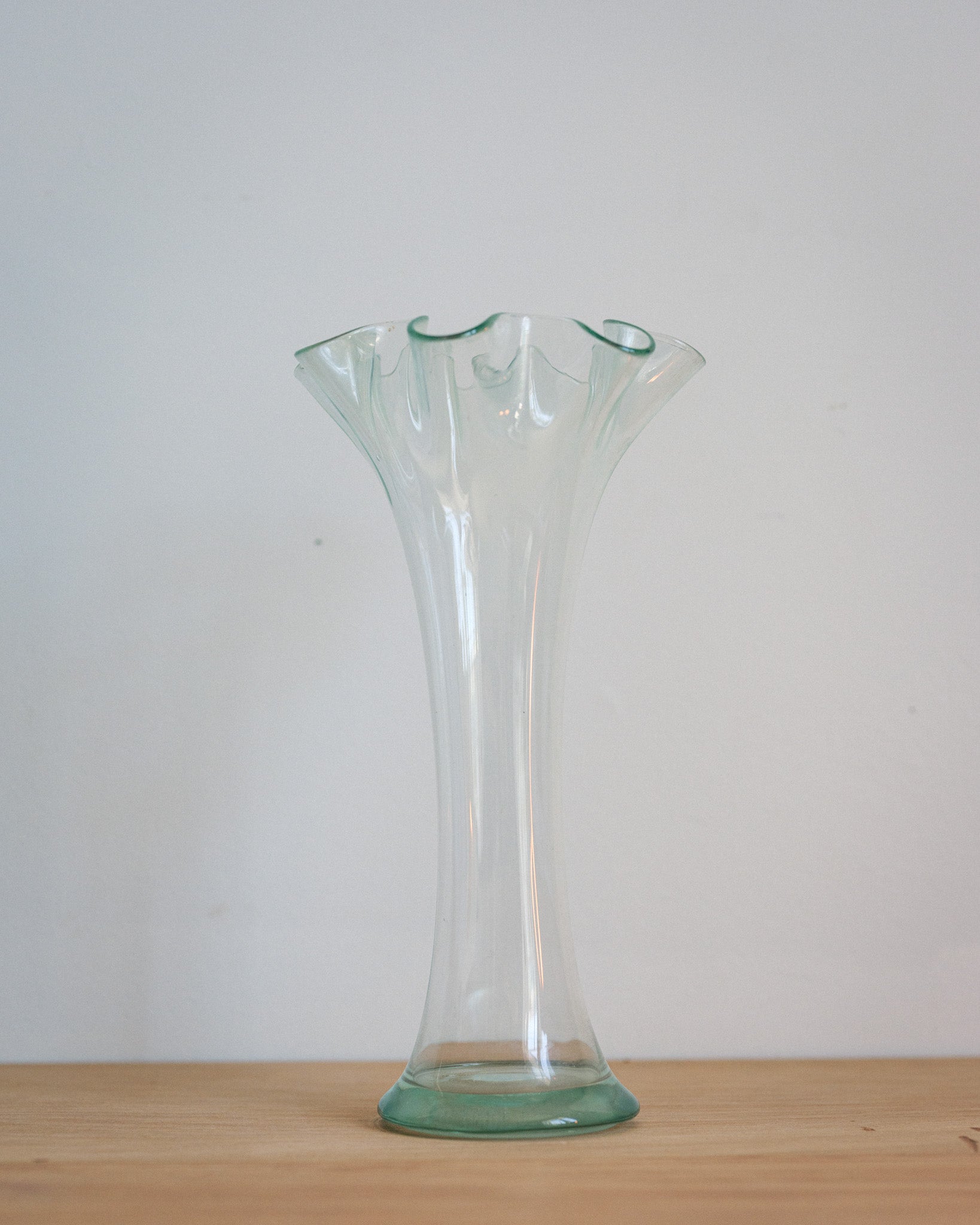 Vintage ruffled art glass vase