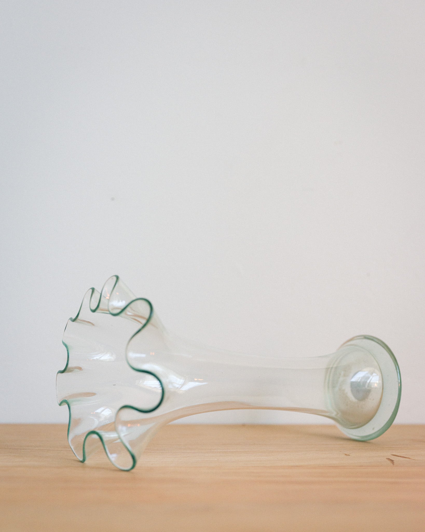 Vintage ruffled art glass vase