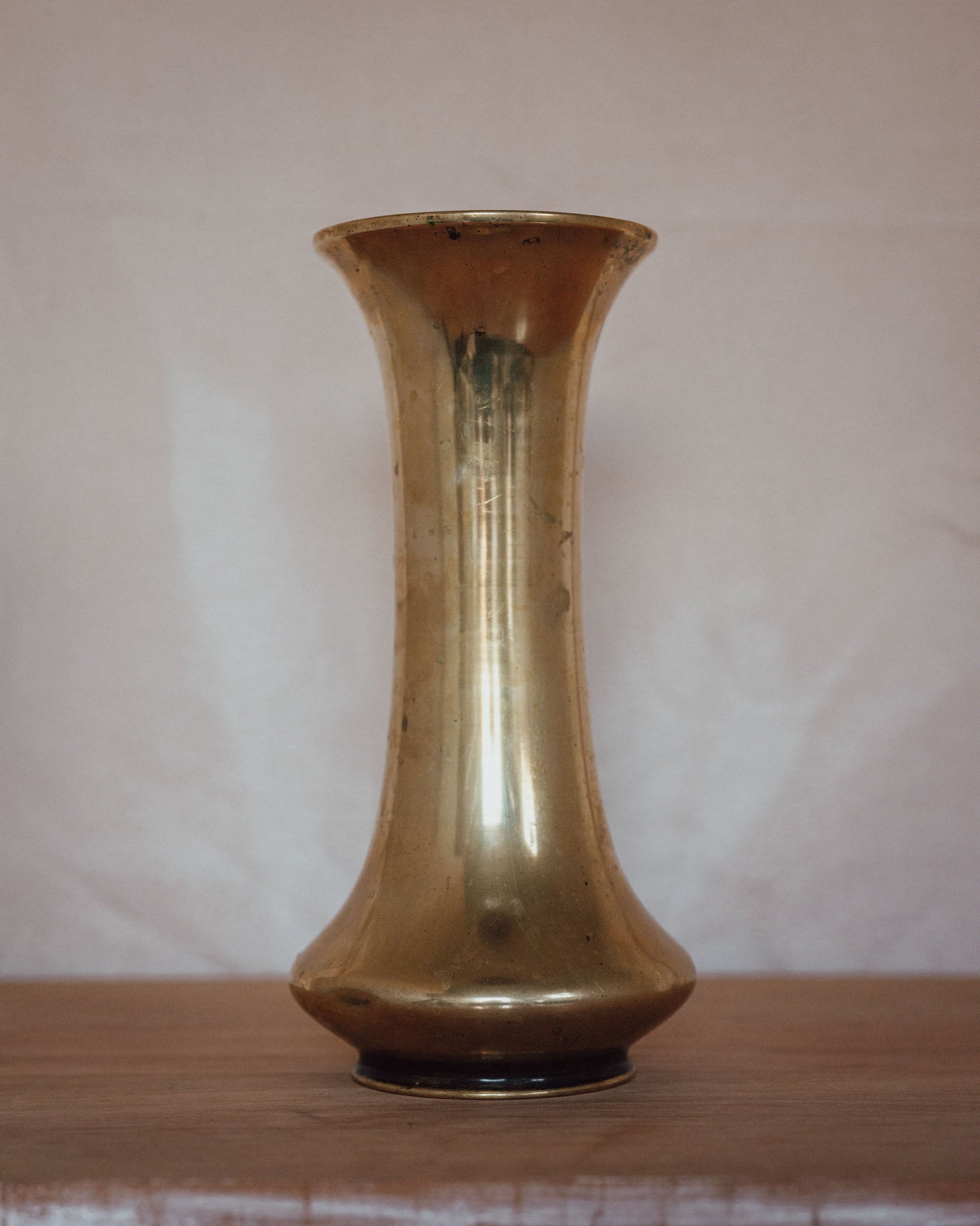 Vintage Solid Brass Vase - Tall Heavy Statement Piece (30cm)