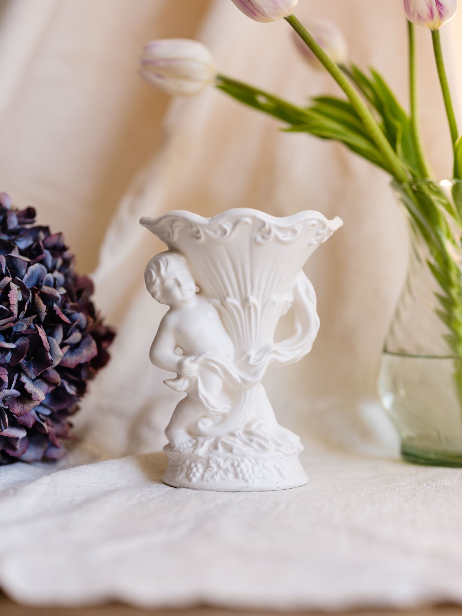 Porcelain Cherub Vase - Vintage