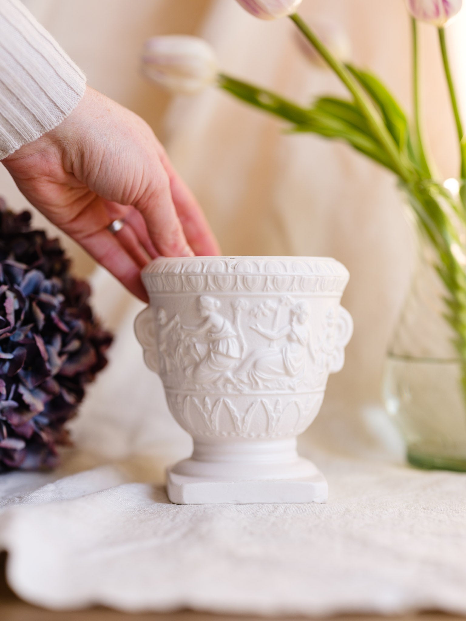 Neoclassical Relief Vase - Vintage Decorative Urn NZ