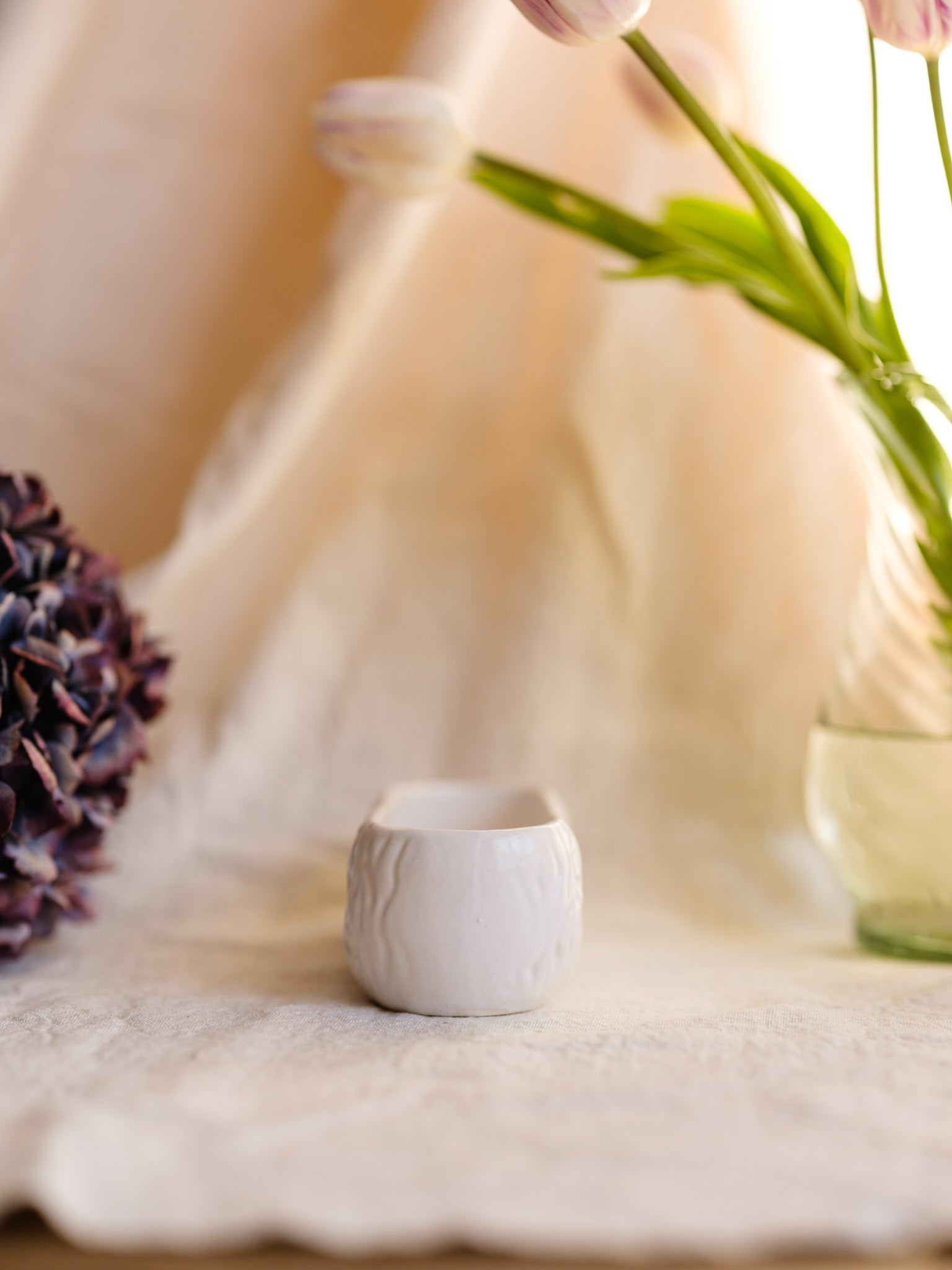 Wood Grain White Trough Vase