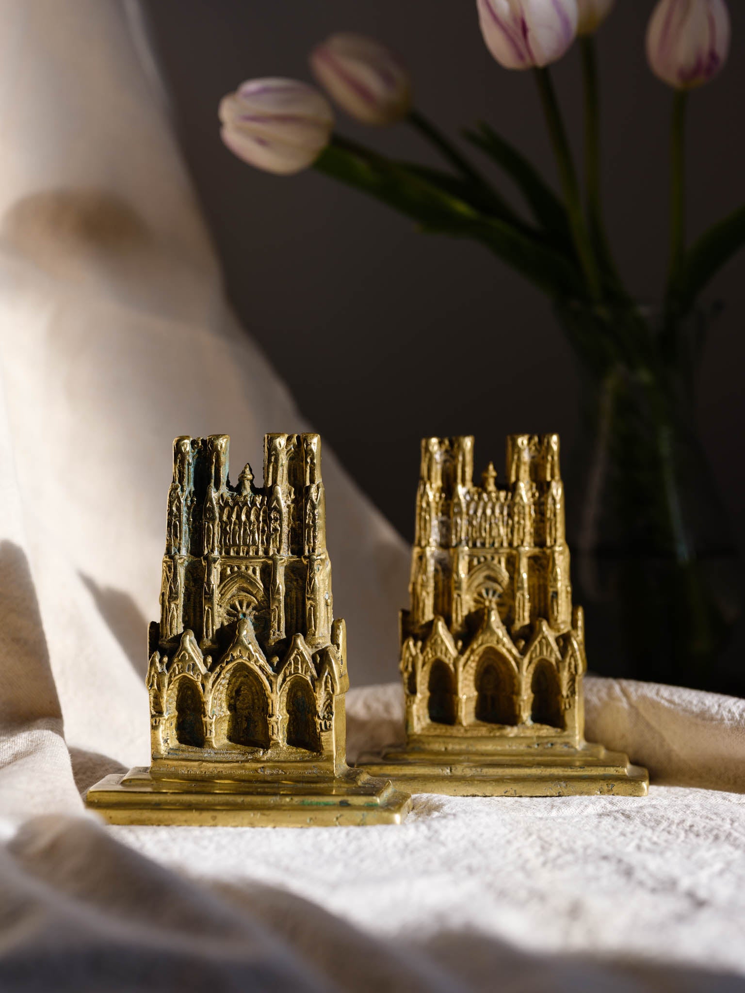 Vintage Brass Notre Dame Bookends – Decorative Brass Book Ends NZ