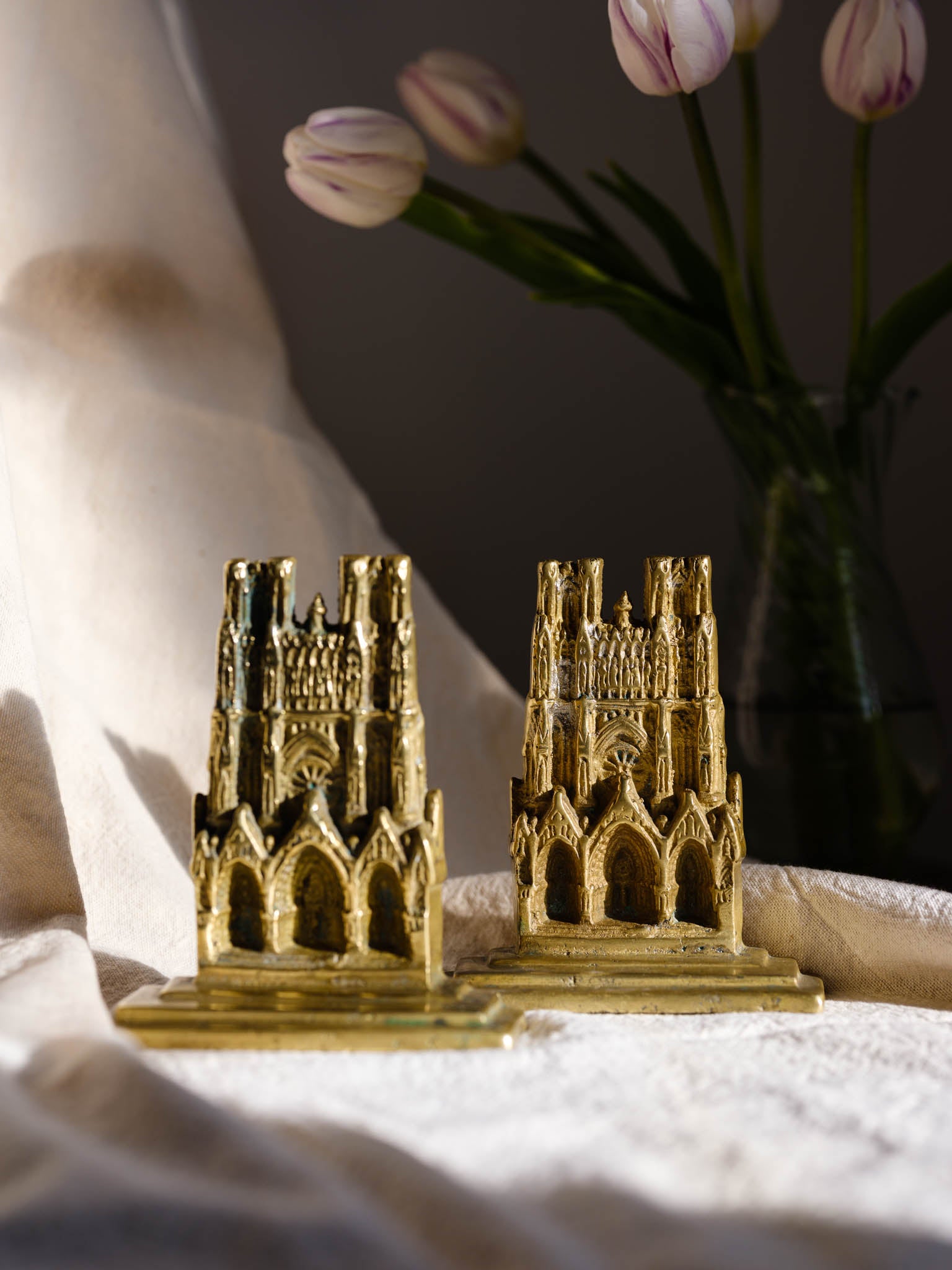 Vintage Brass Notre Dame Bookends – Decorative Brass Book Ends NZ