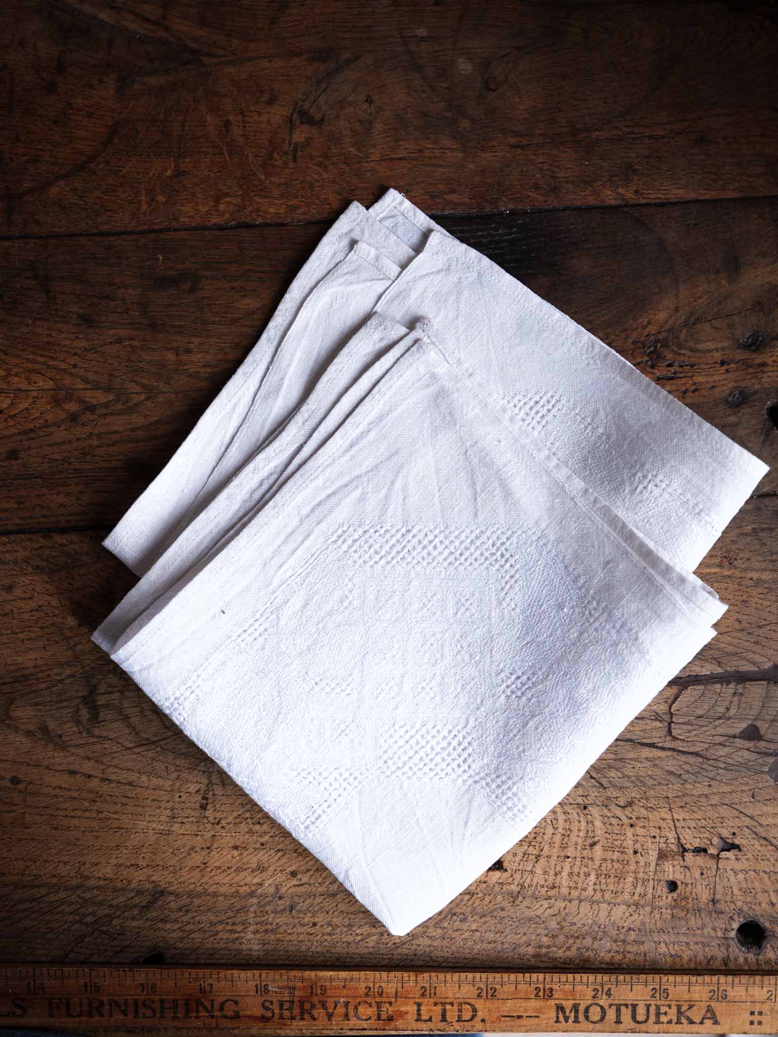 Pair of Beautiful Vintage Linen Damask Napkins