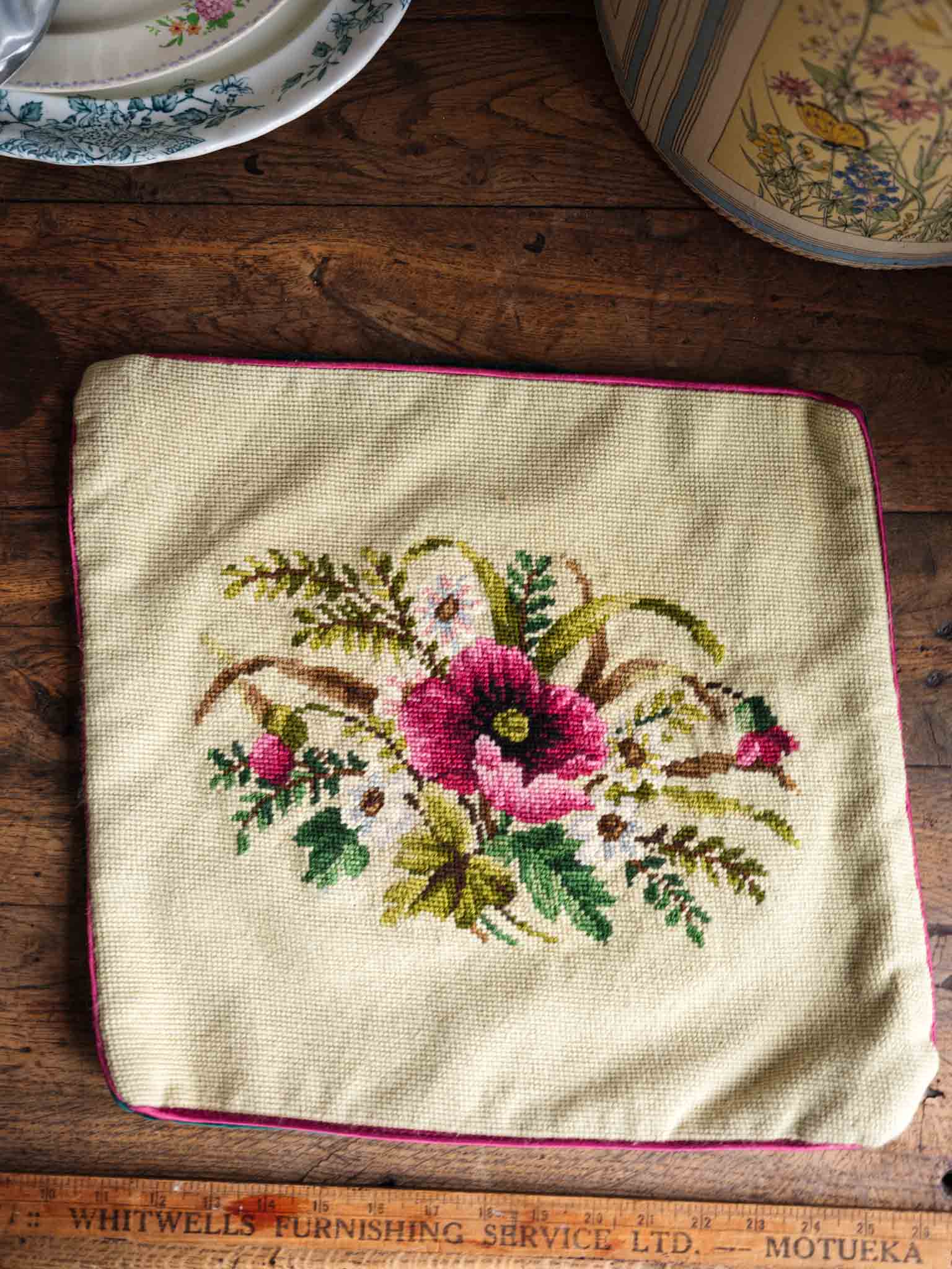 Floral Tapestry Cross Stitch Cushion Cover