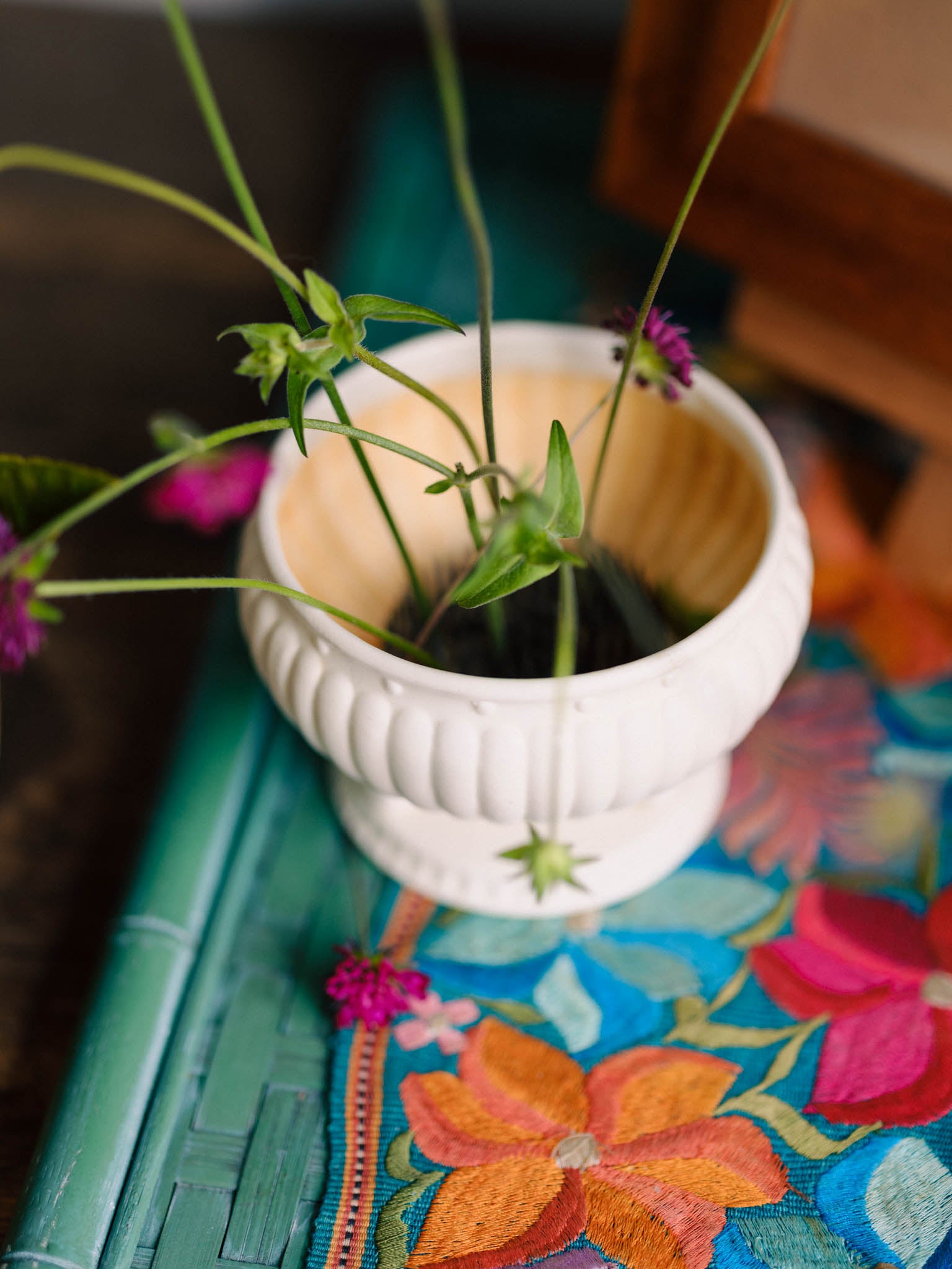 Vintage White Ceramic Footed Vase by Relpo (Japan)