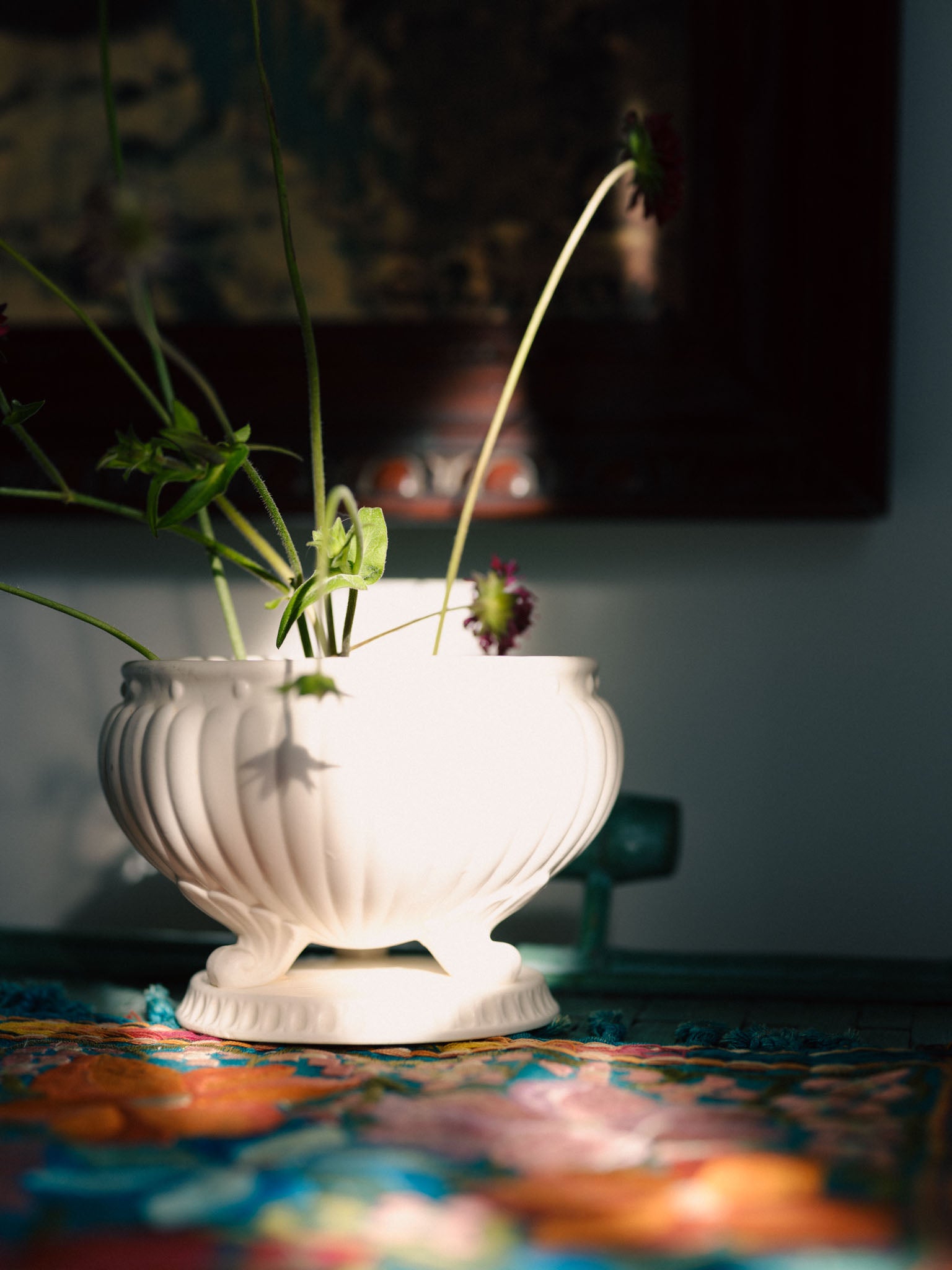 Vintage White Ceramic Footed Vase by Relpo (Japan)