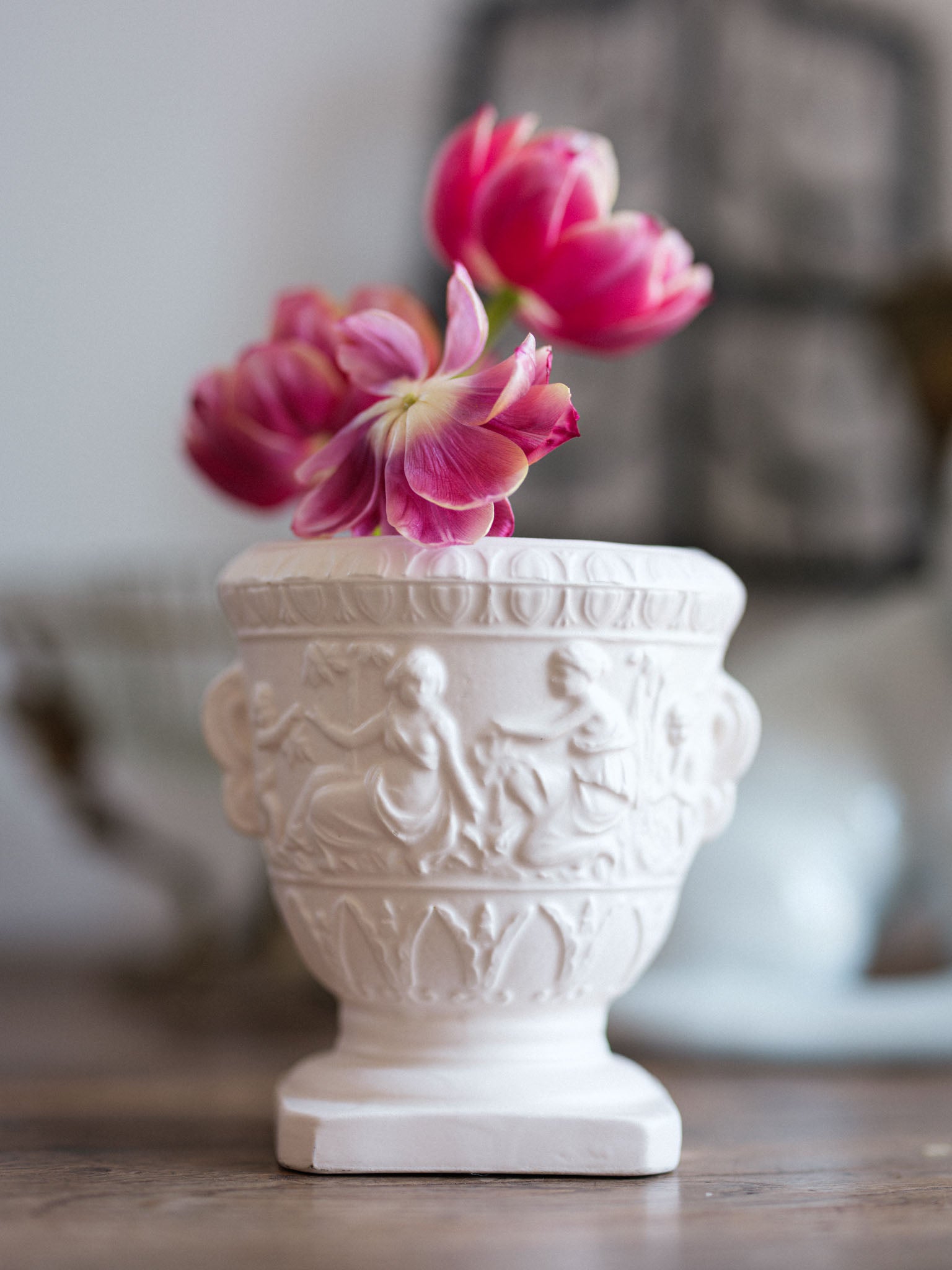 Neoclassical Relief Vase - Vintage Decorative Urn NZ