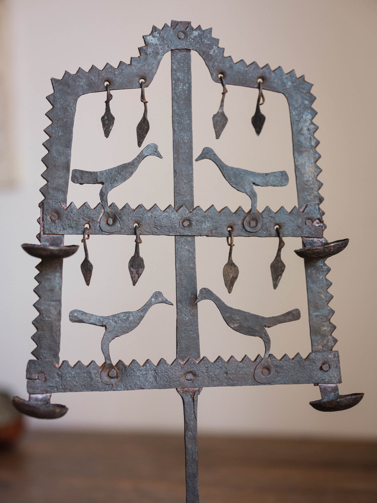 Handcrafted Iron Bird Candelabra