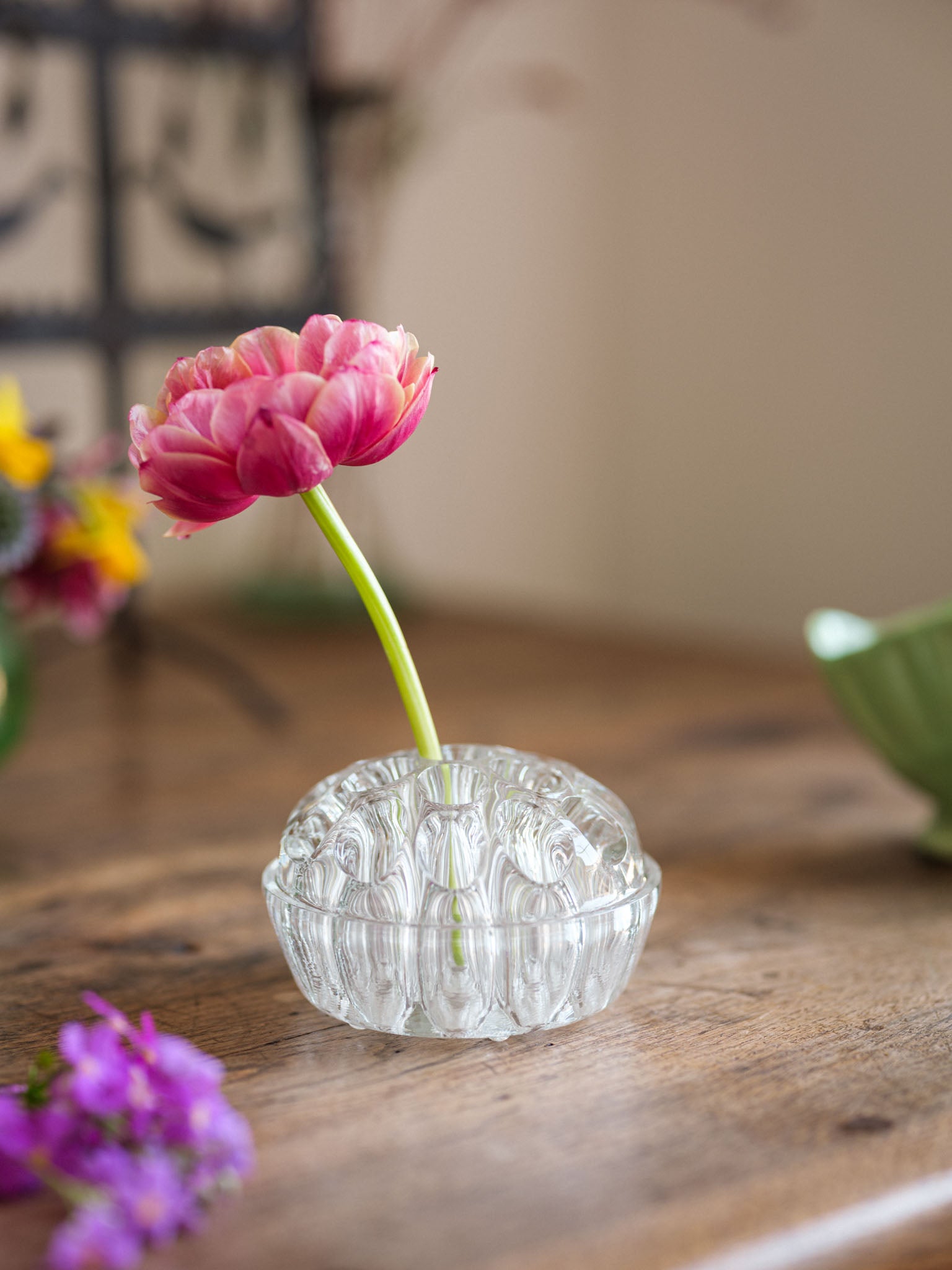 Large Glass Flower Frog - Vintage Glass Flower Holder NZ