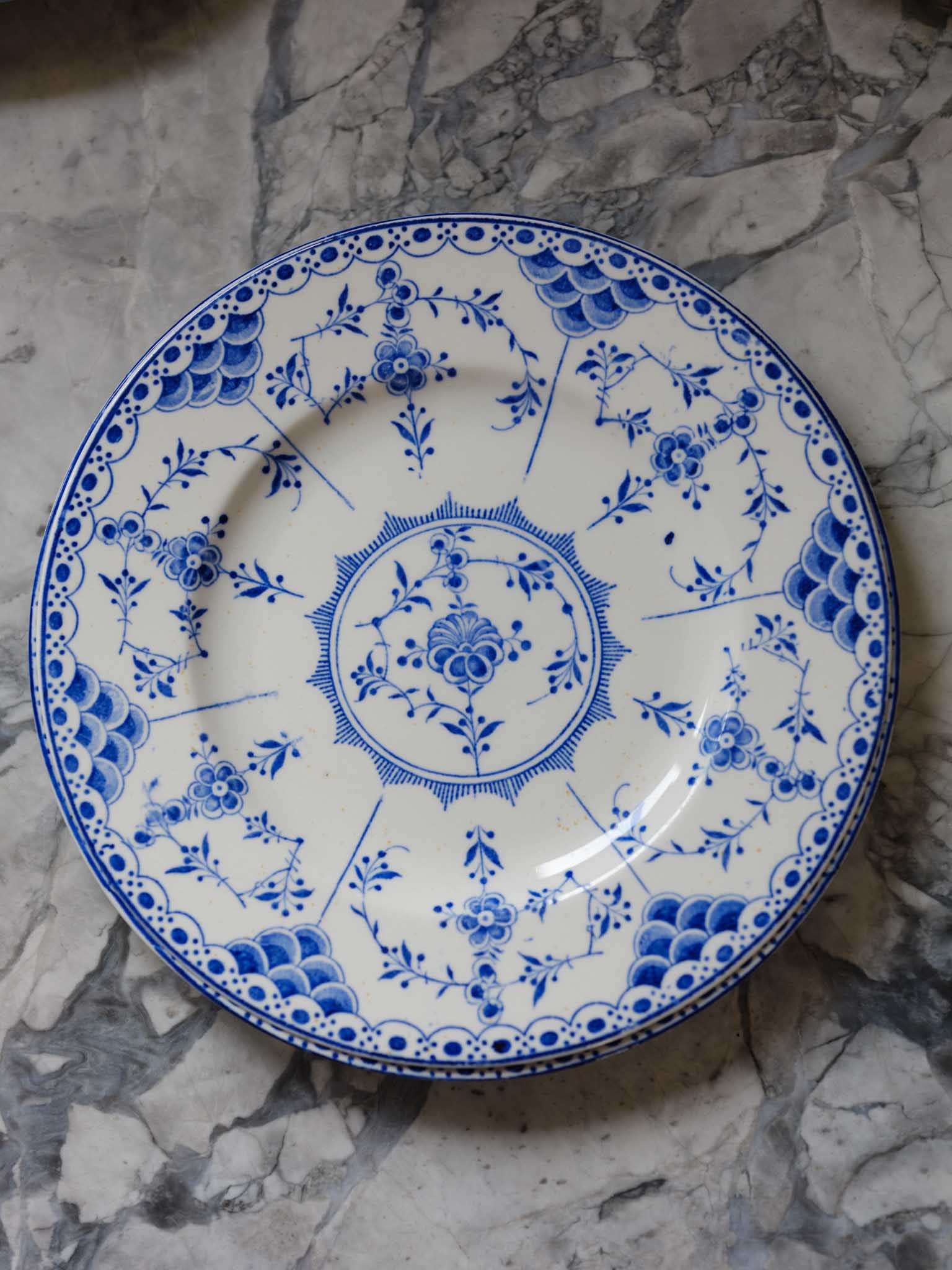 Wood & Sons Saxon Blue & White Plates - Rare Vintage Tableware Set of 5