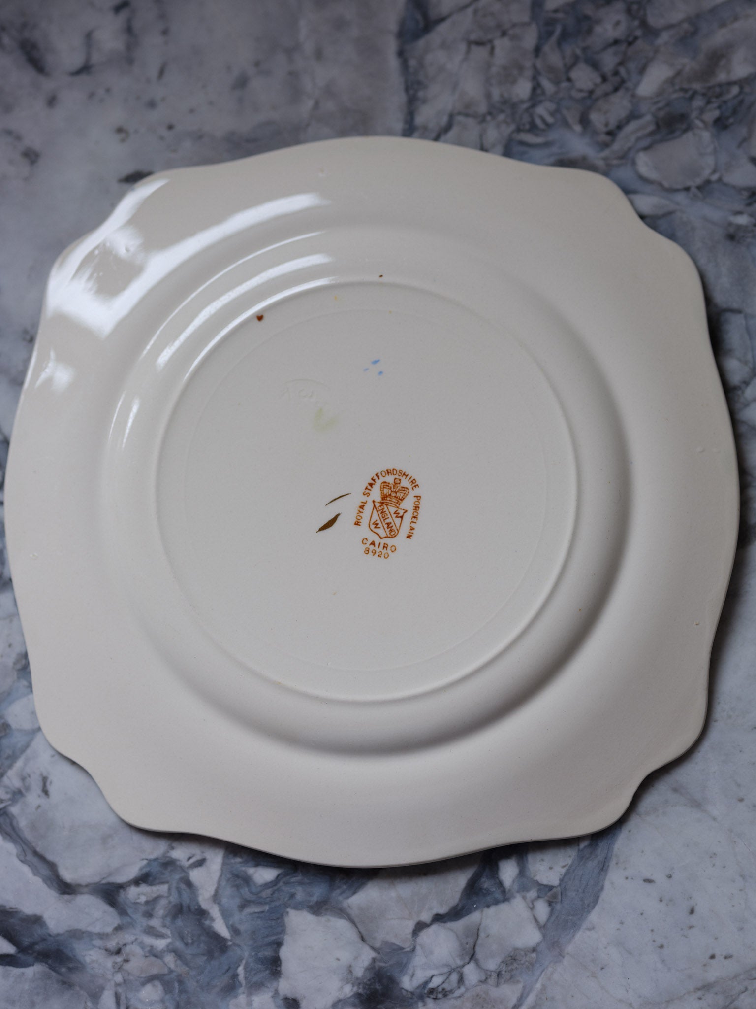 Royal Staffordshire “Cairo 8920” Plate – Vintage Hand-Painted Square Porcelain