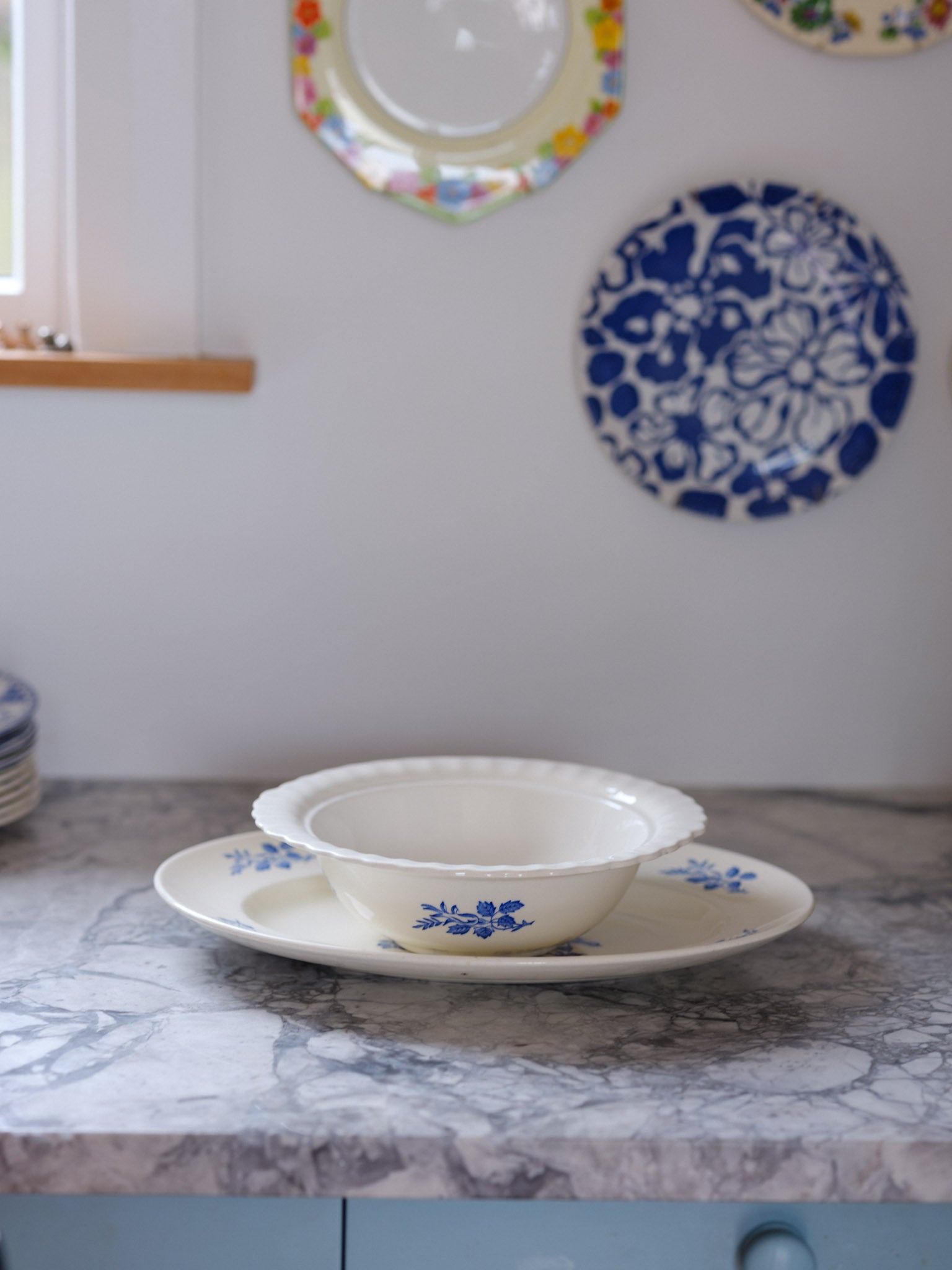 Wade Hedgerow Blue & White Platter and Serving Bowl – Vintage English Tableware