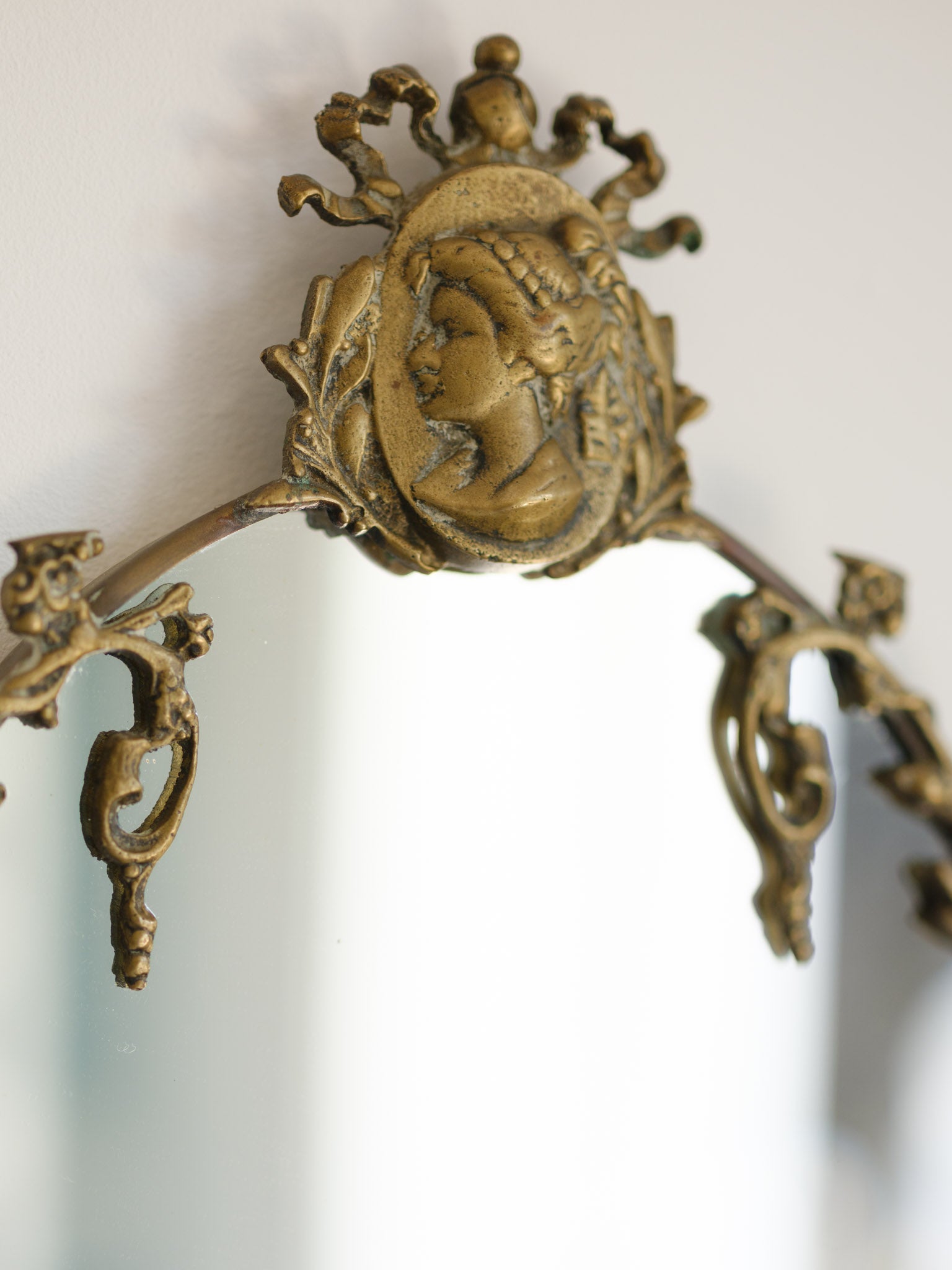 Vintage Rococo Revival Brass Wall Mirror