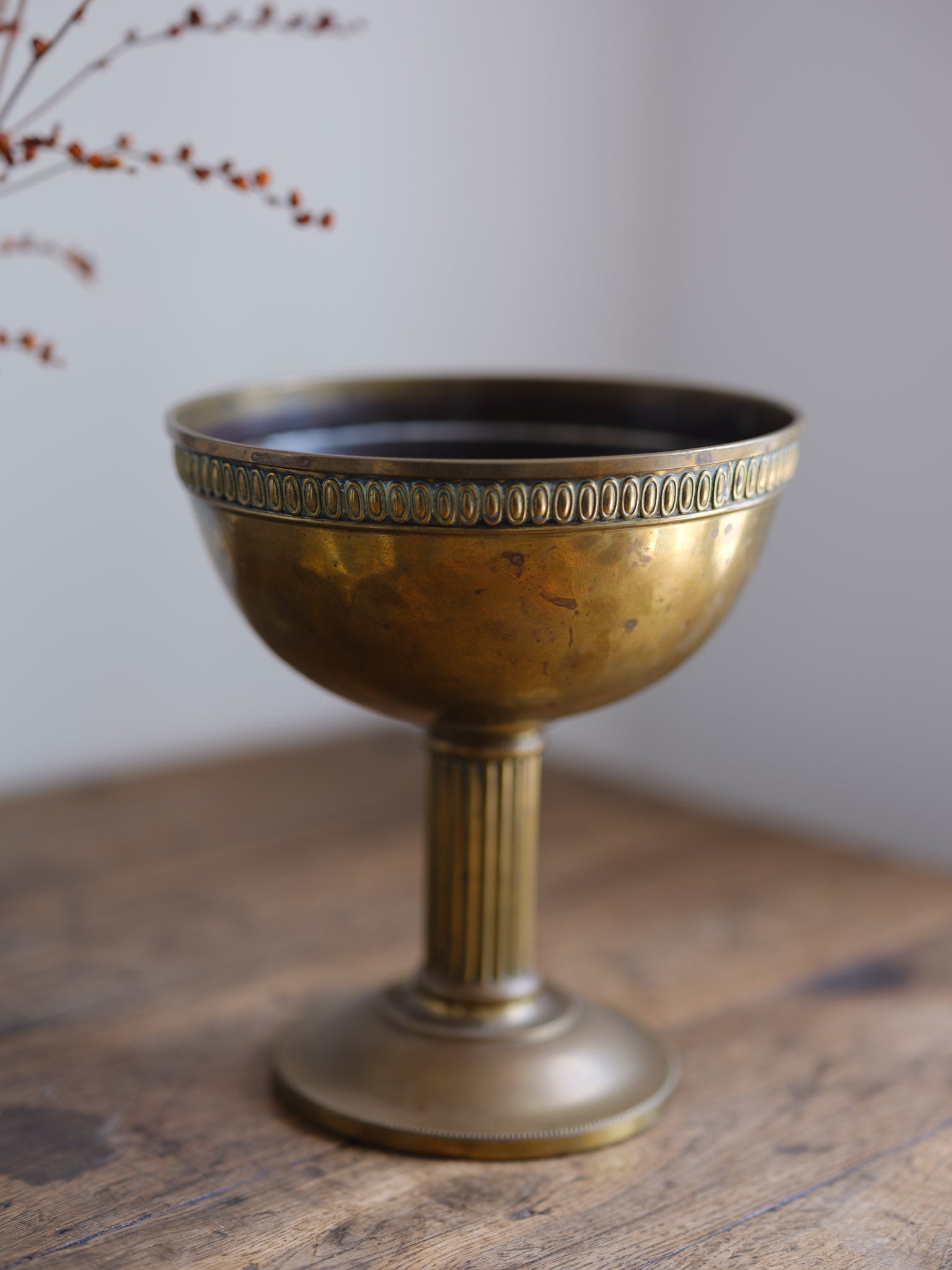 Vintage Brass Pedestal Flower Bowl
