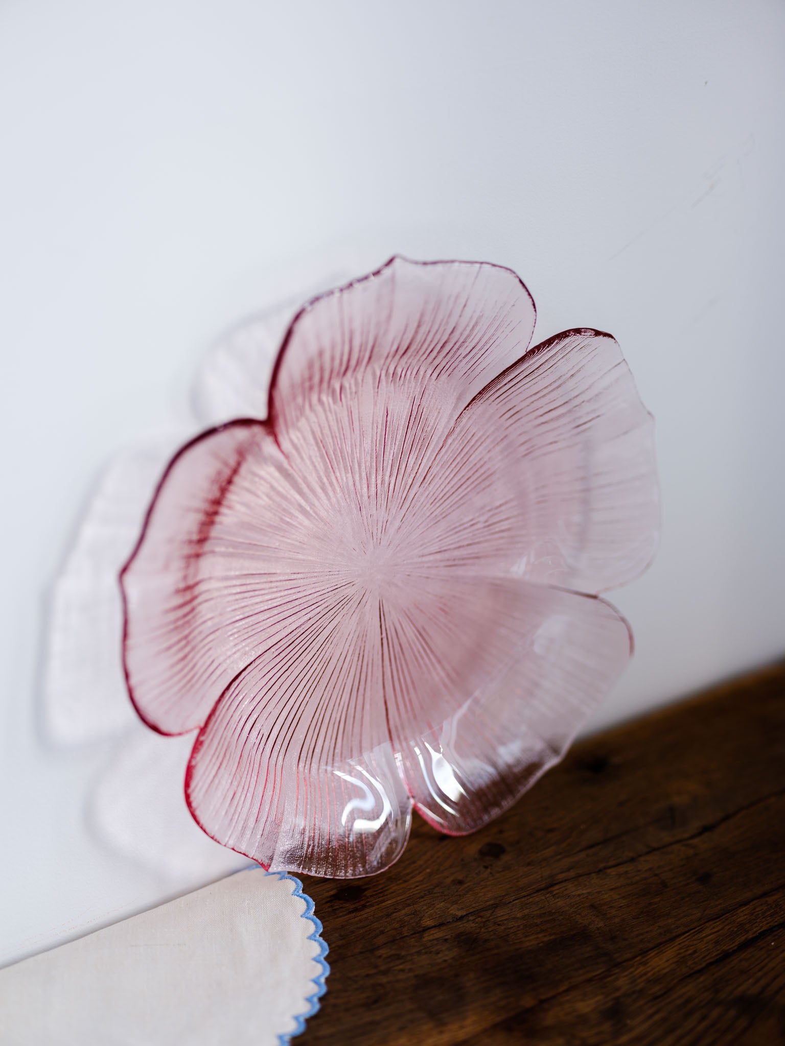 Lotus Blossom Cranberry Plate - Mikasa Kurata Vintage Glass Platter
