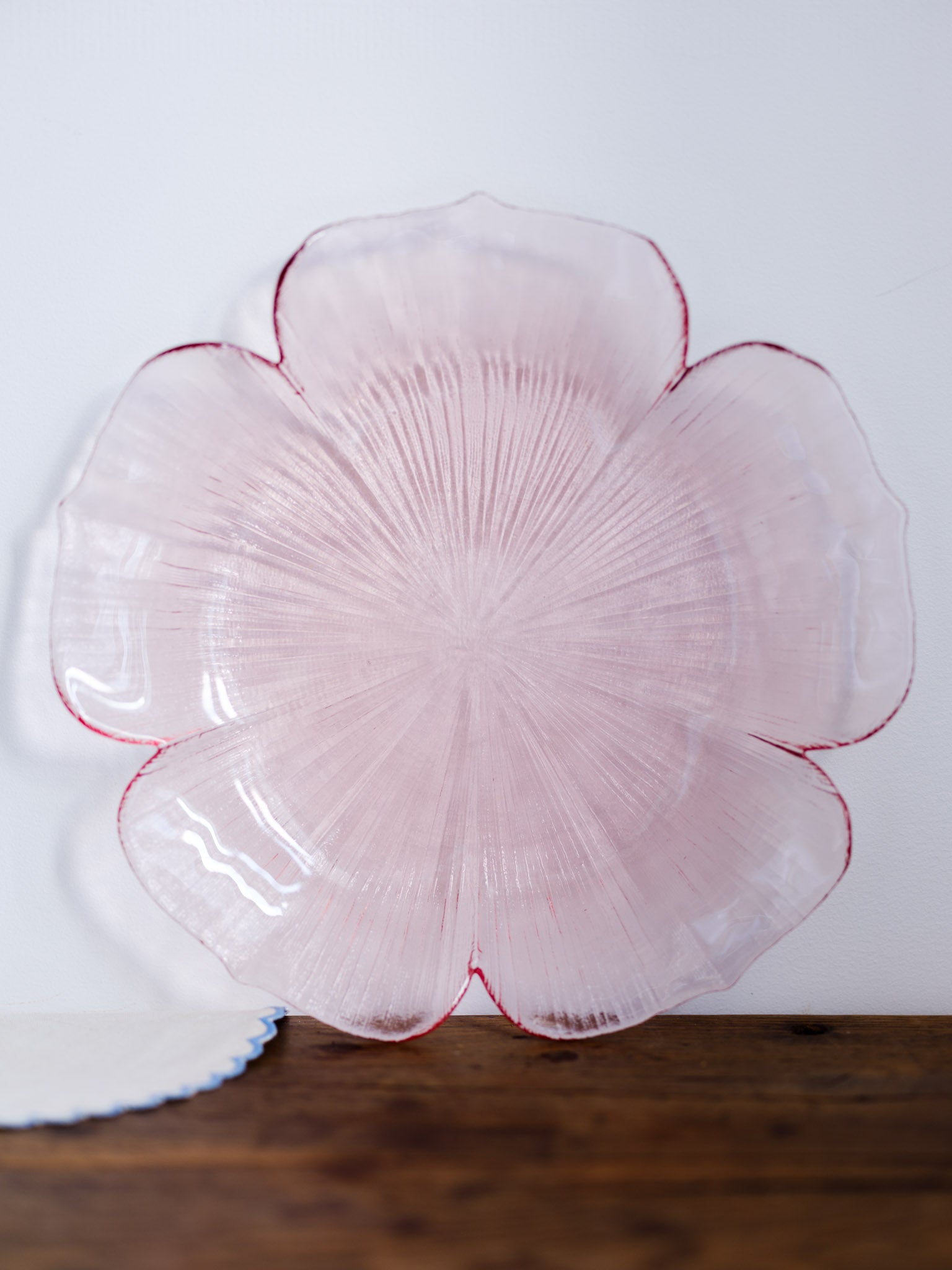 Lotus Blossom Cranberry Plate - Mikasa Kurata Vintage Glass Platter