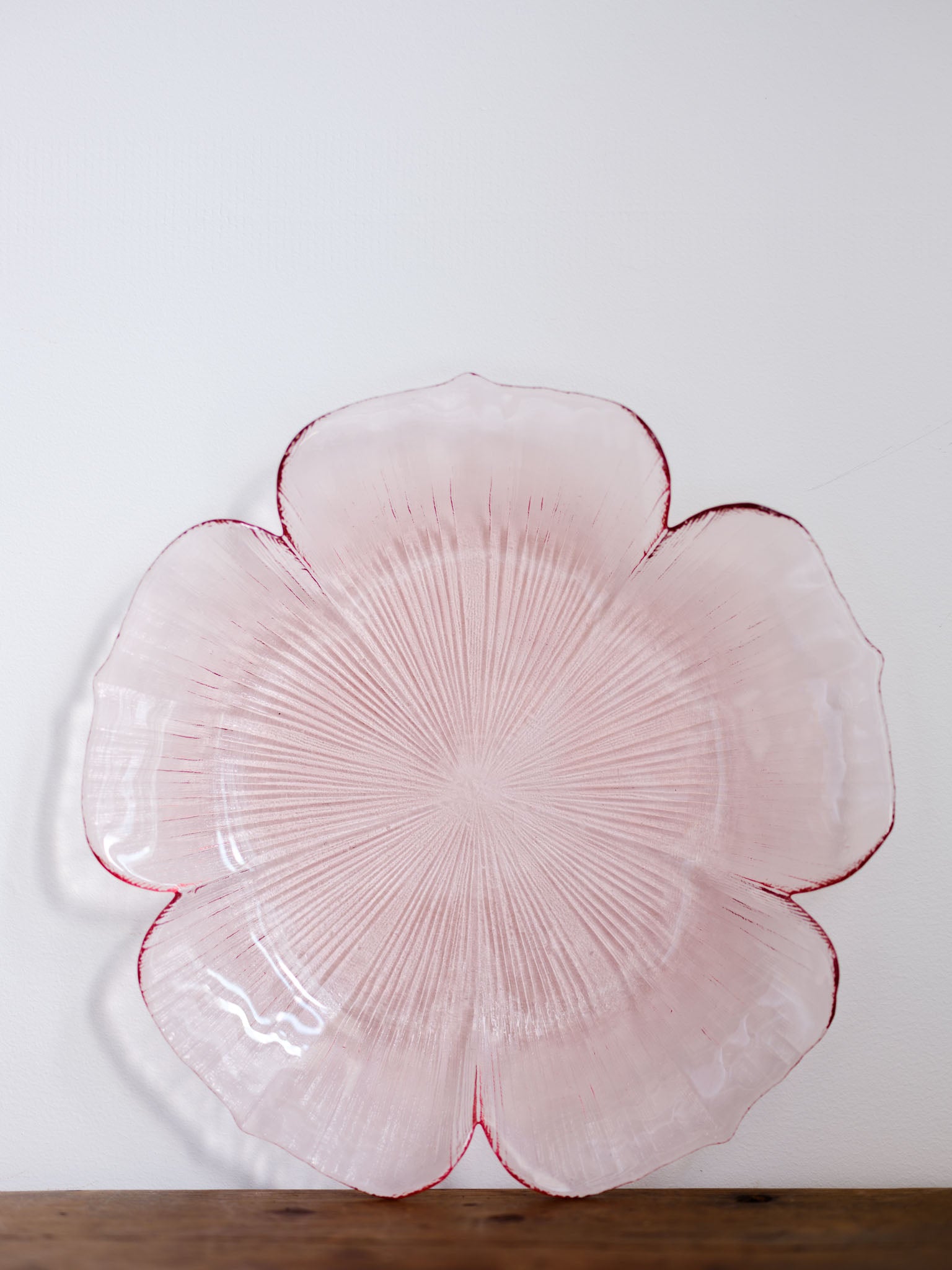 Lotus Blossom Cranberry Plate - Mikasa Kurata Vintage Glass Platter