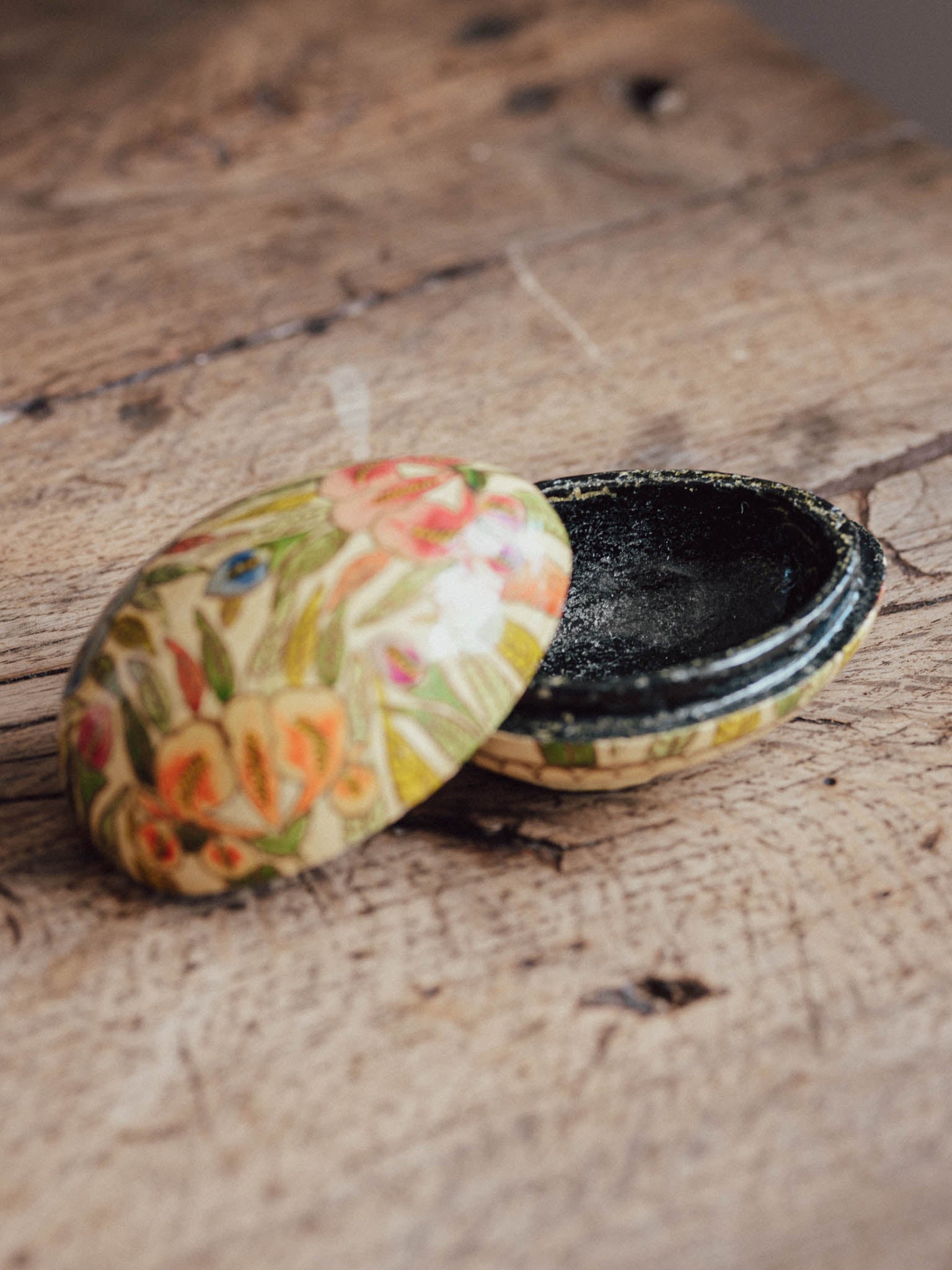 Hand-Painted Papier-Mâché Egg Trinket Box