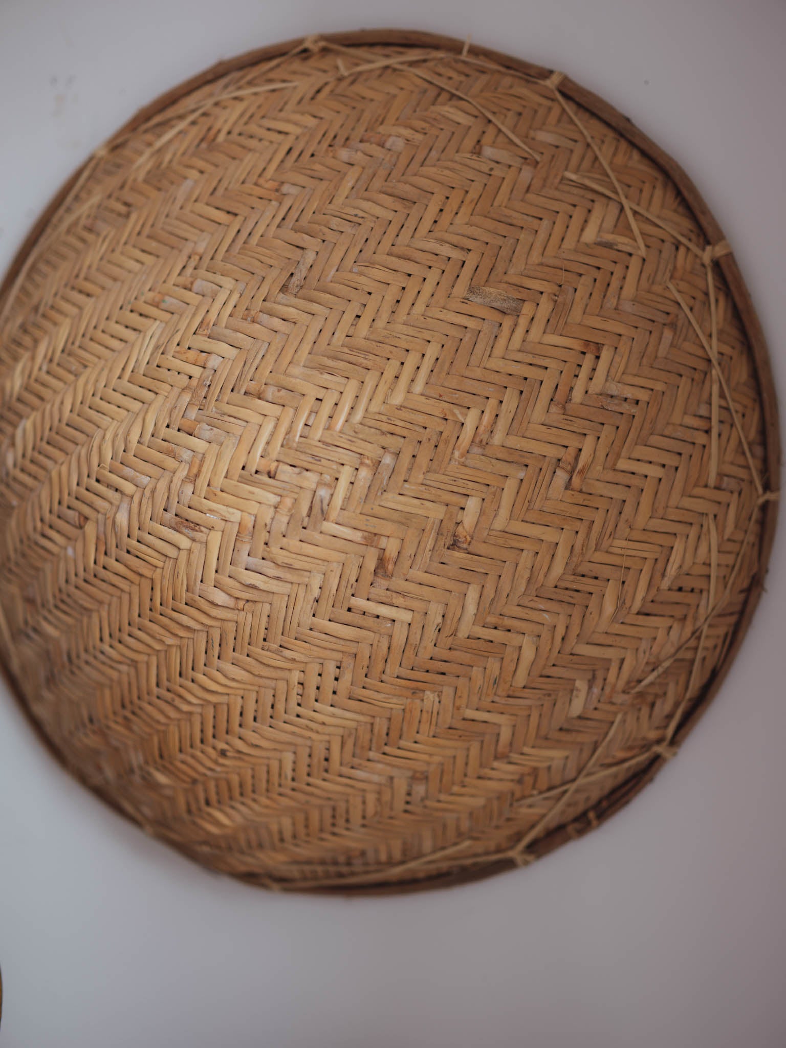 Antique large cane rice sifter