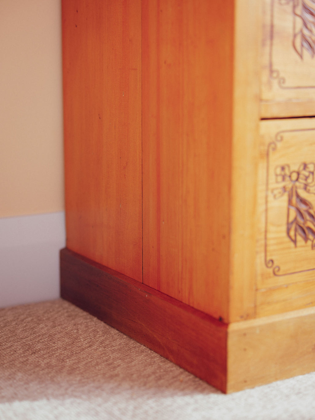 Bows & Florals - Antique Folk Art Cupboard w Drawers