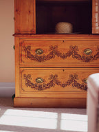 Bows & Florals - Antique Folk Art Cupboard w Drawers