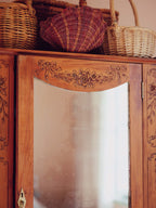 Bows & Florals - Antique Folk Art Cupboard w Drawers