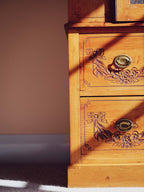 Bows & Florals - Antique Folk Art Cupboard w Drawers
