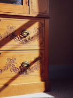 Bows & Florals - Antique Folk Art Cupboard w Drawers