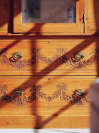 Bows & Florals - Antique Folk Art Cupboard w Drawers