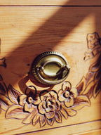 Bows & Florals - Antique Folk Art Cupboard w Drawers
