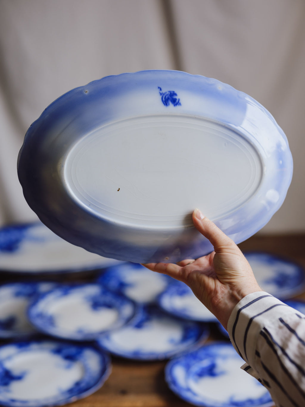 Antique Alfred Meakin 'Ovando' Flow Blue Part Dinner Service (13 Pieces)