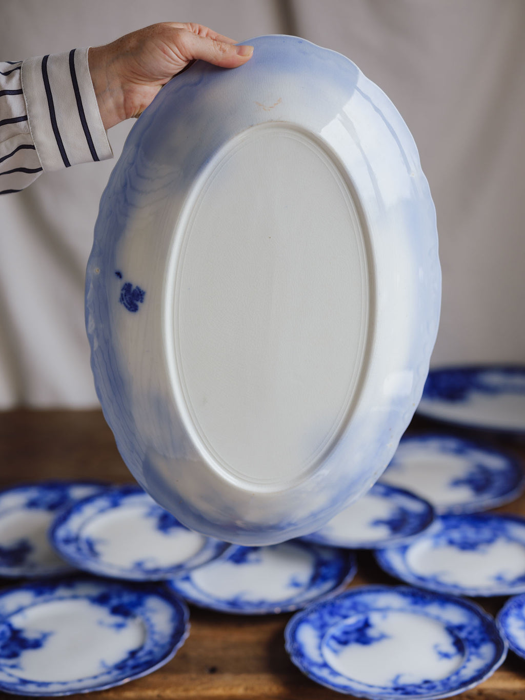 Antique Alfred Meakin 'Ovando' Flow Blue Part Dinner Service (13 Pieces)