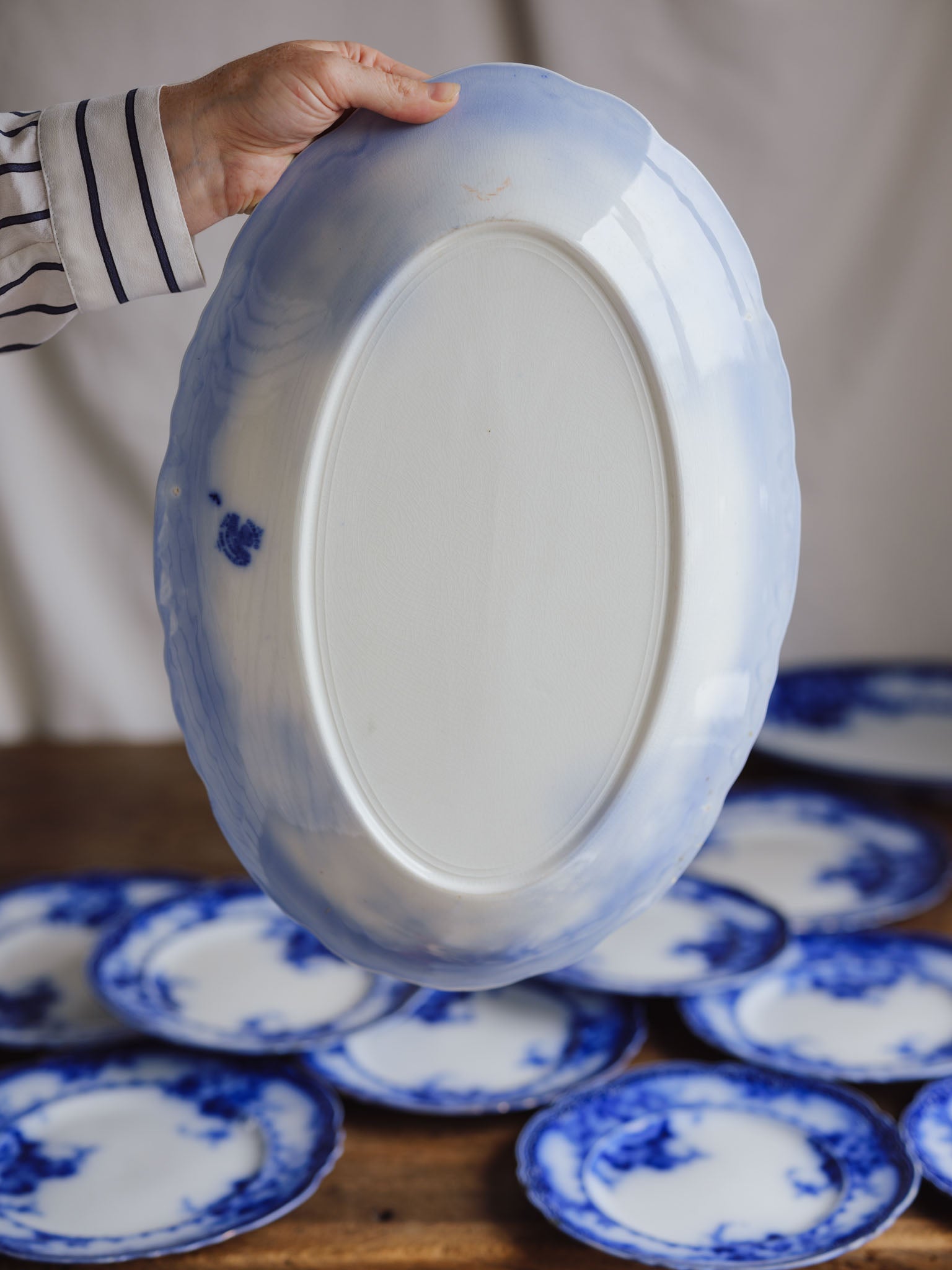 Antique Alfred Meakin 'Ovando' Flow Blue Part Dinner Service (13 Pieces)