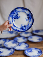 Antique Alfred Meakin 'Ovando' Flow Blue Part Dinner Service (13 Pieces)