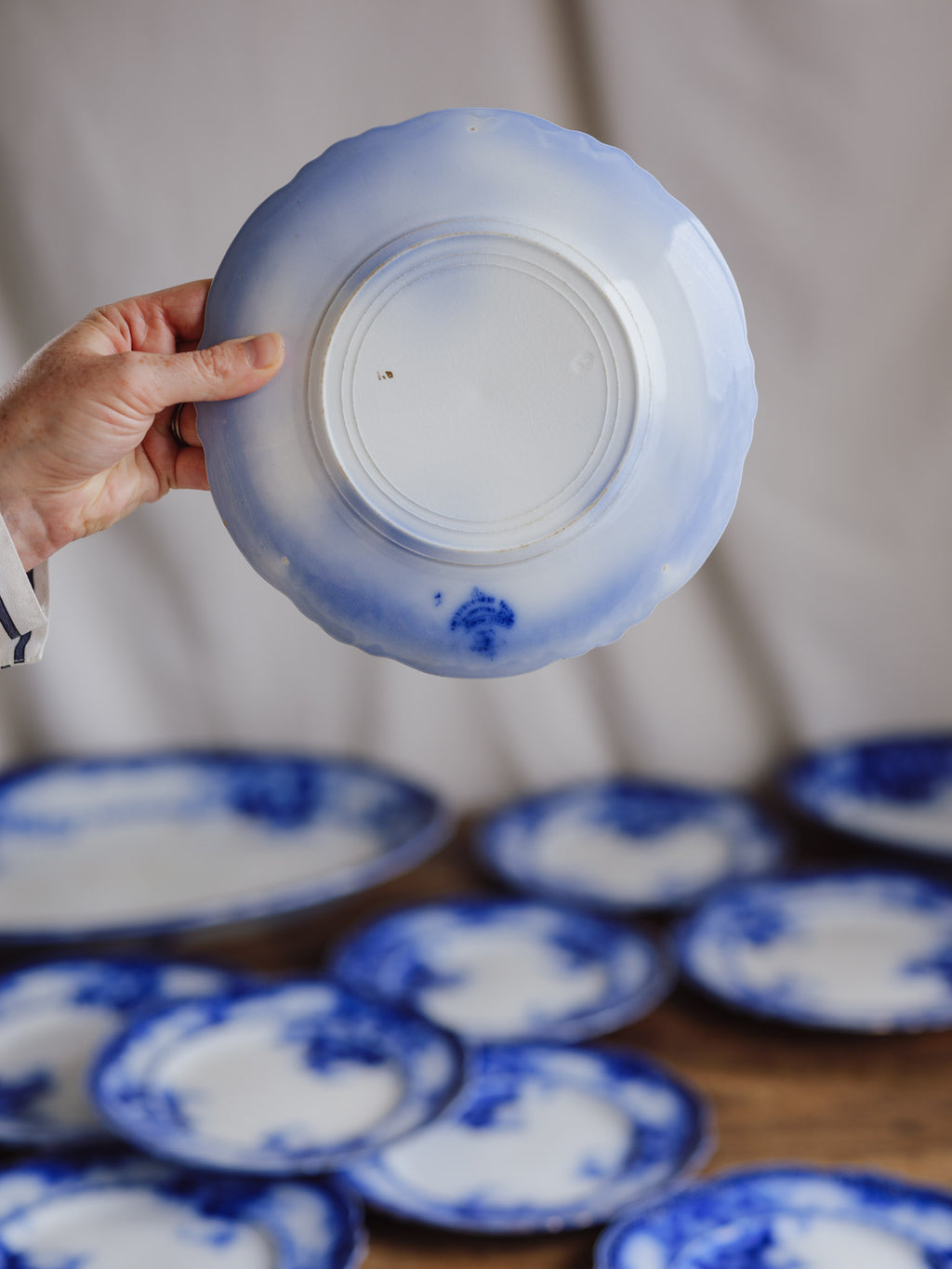 Antique Alfred Meakin 'Ovando' Flow Blue Part Dinner Service (13 Pieces)