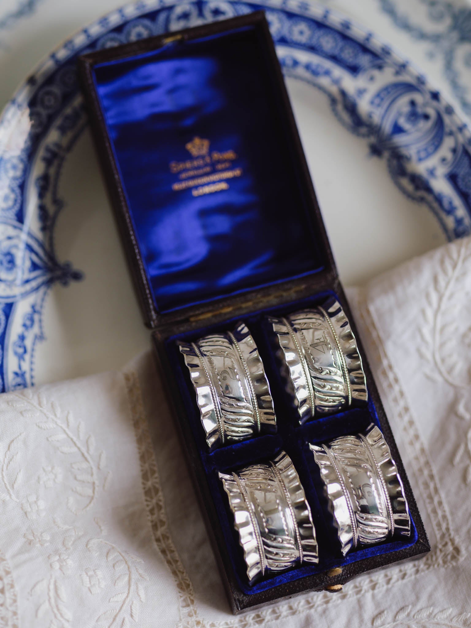 Boxed Set of 4 Silver Plated Napkin Rings (Numbered 1-4) - Spiers & Pond