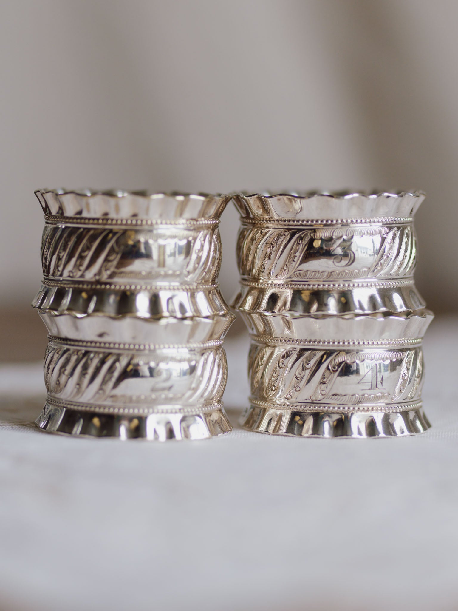 Boxed Set of 4 Silver Plated Napkin Rings (Numbered 1-4) - Spiers & Pond