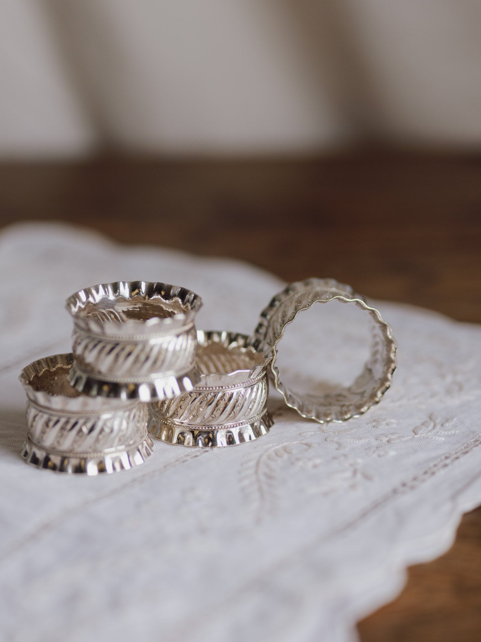 Boxed Set of 4 Silver Plated Napkin Rings (Numbered 1-4) - Spiers & Pond