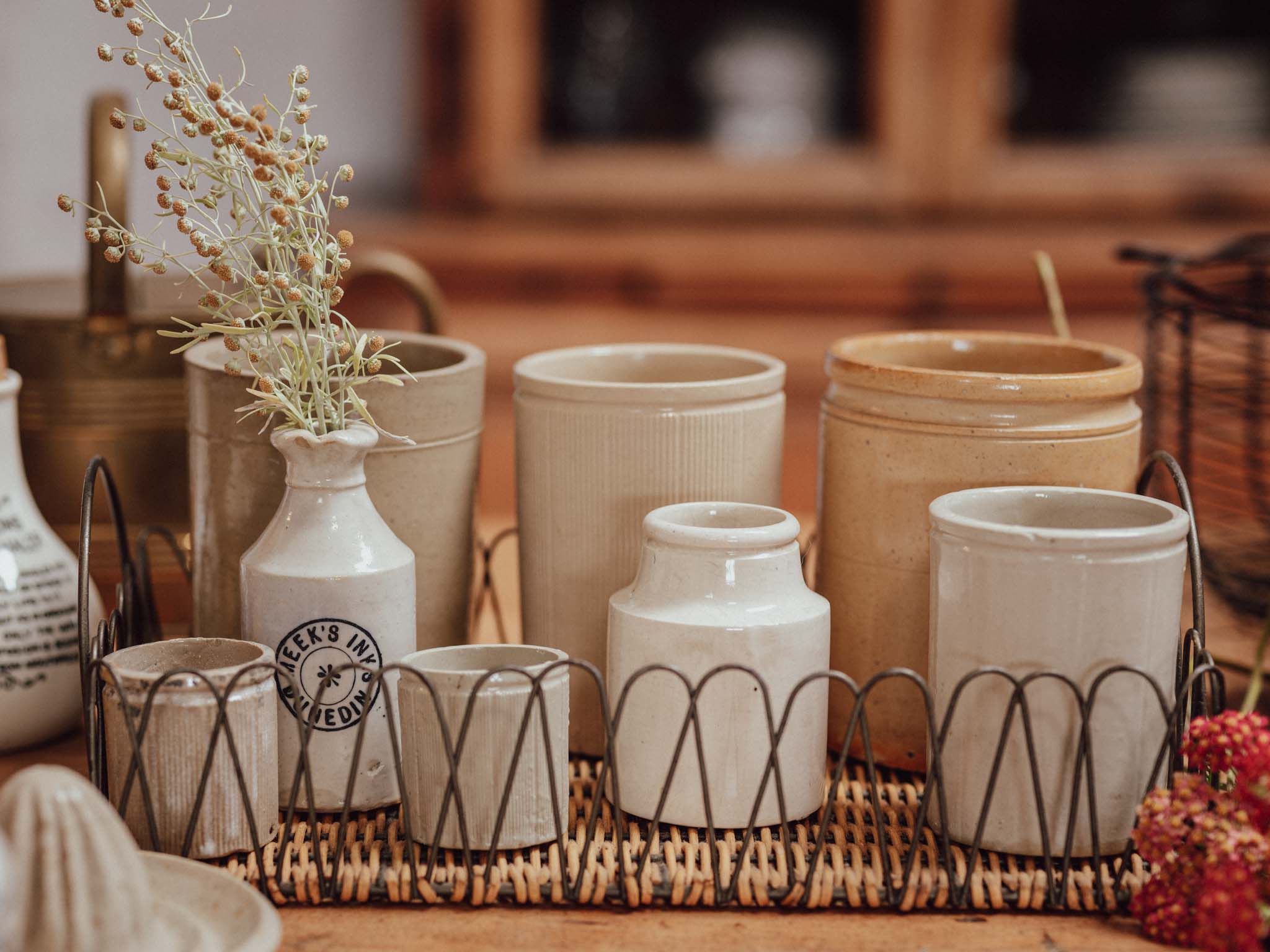 Antique Miniature Ribbed Stoneware Pottles | 6cm