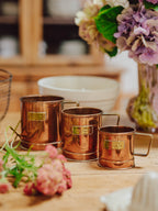 Set Of 3 Grain Copper And Brass Measures