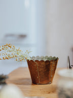 Vintage Handmade Copper Planter - Scalloped Rim