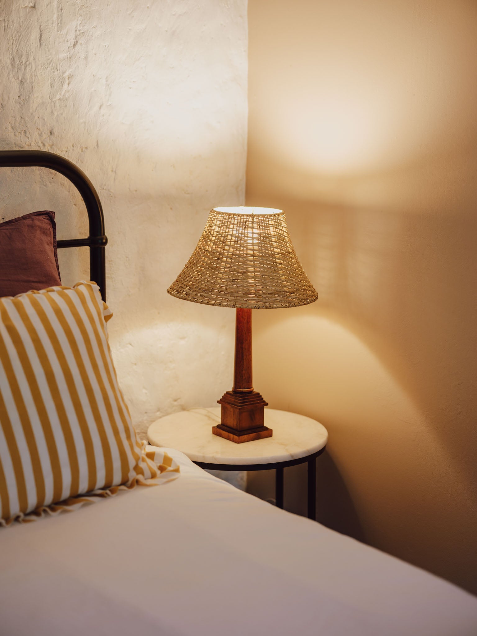 Vintage Wooden Table Lamps With Rattan Shade From Ikea