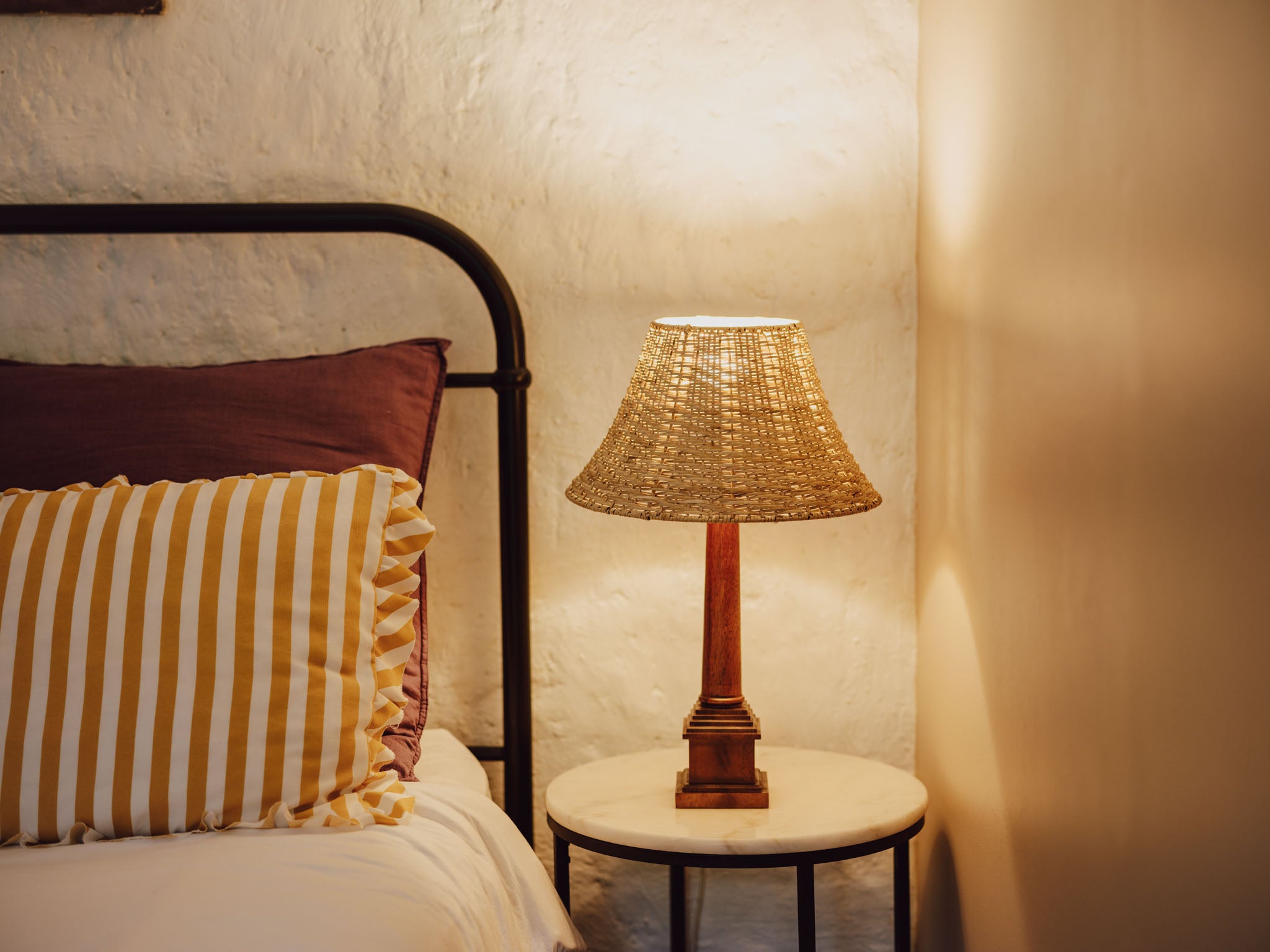 Vintage Wooden Table Lamps With Rattan Shade From Ikea