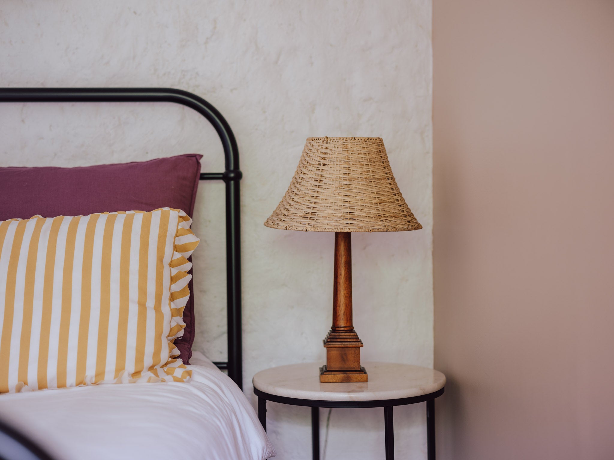 Vintage Wooden Table Lamps With Rattan Shade From Ikea