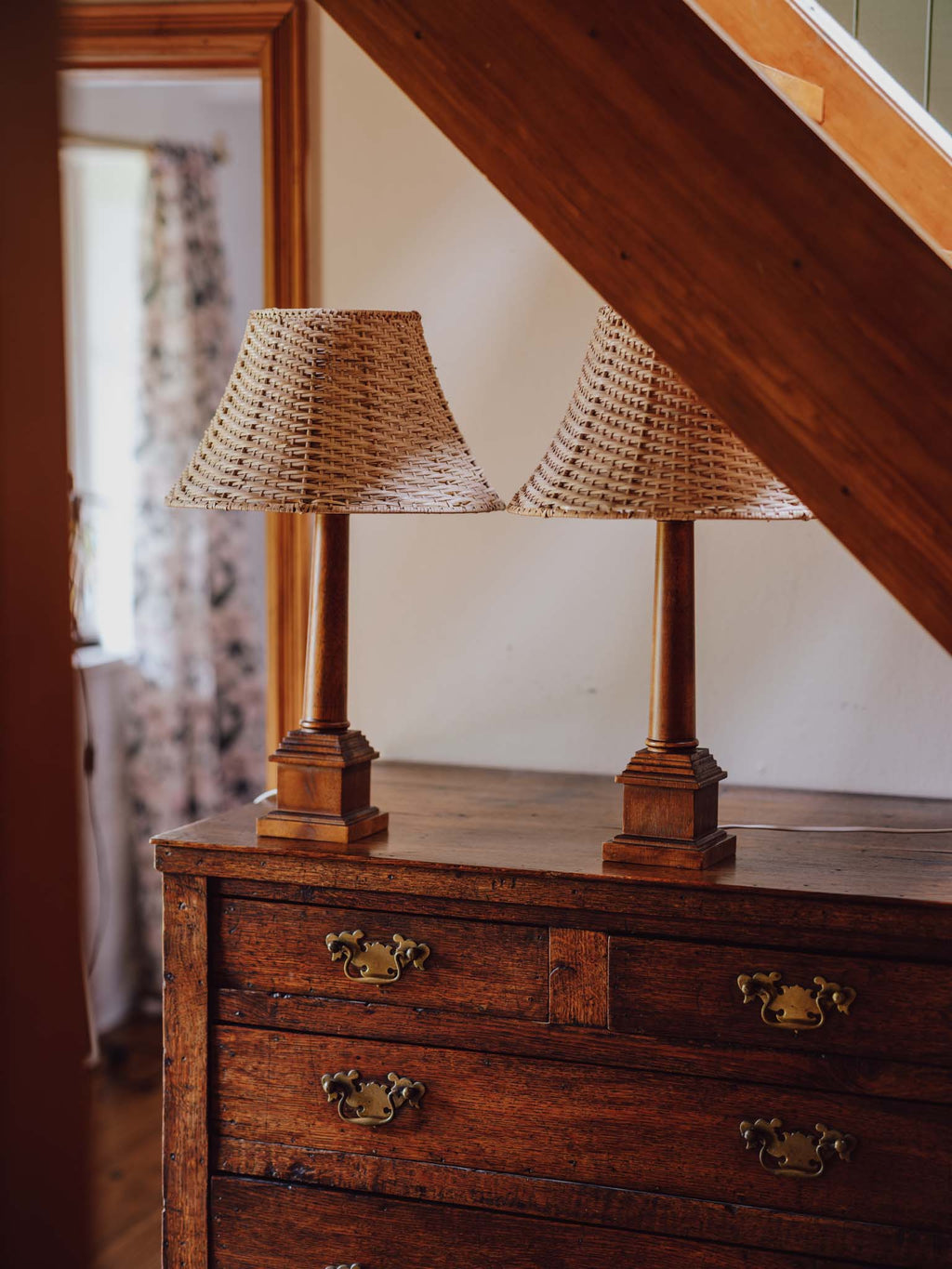 Vintage Wooden Table Lamps With Rattan Shade From Ikea